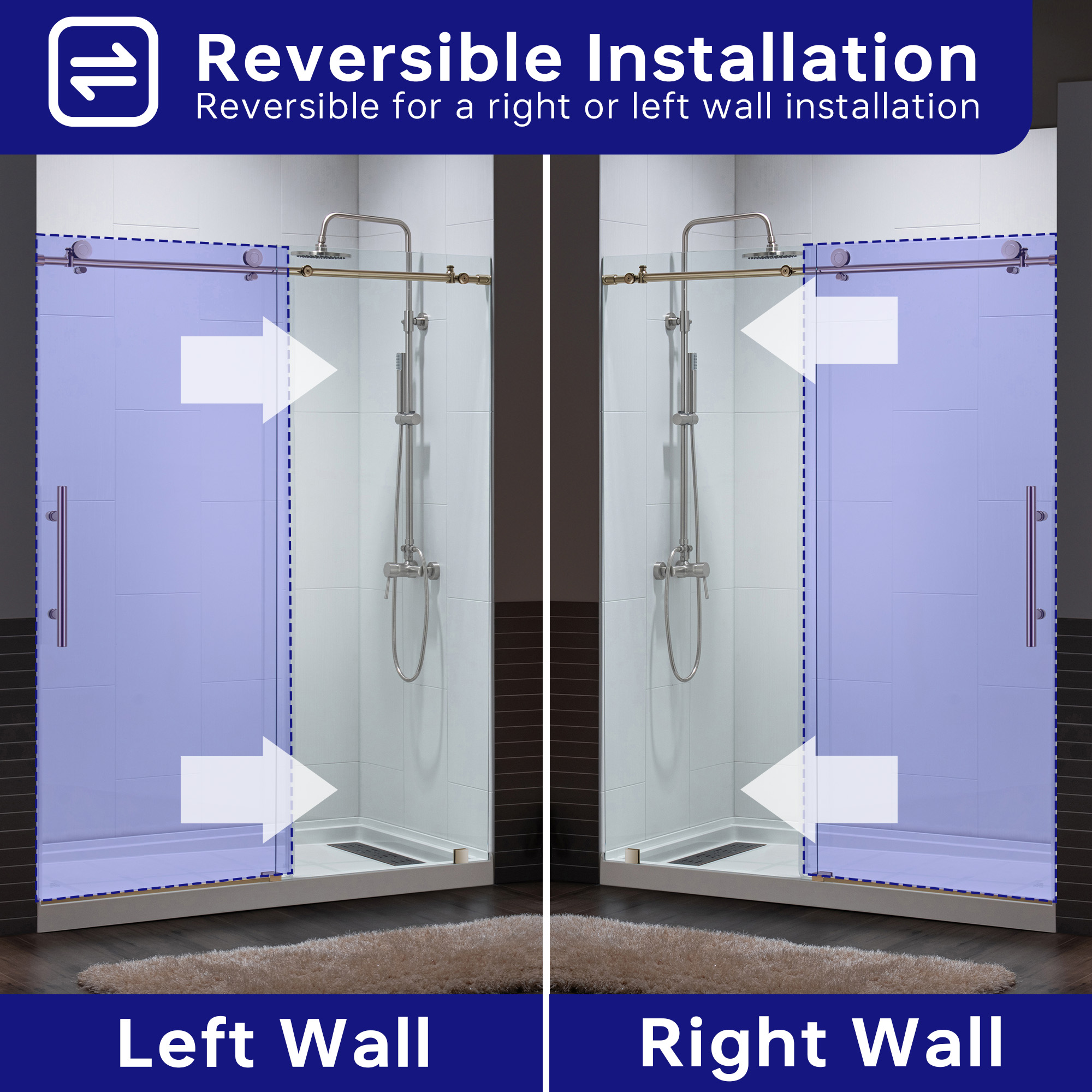  WOODBRIDGE Frameless Shower Doors 56-60