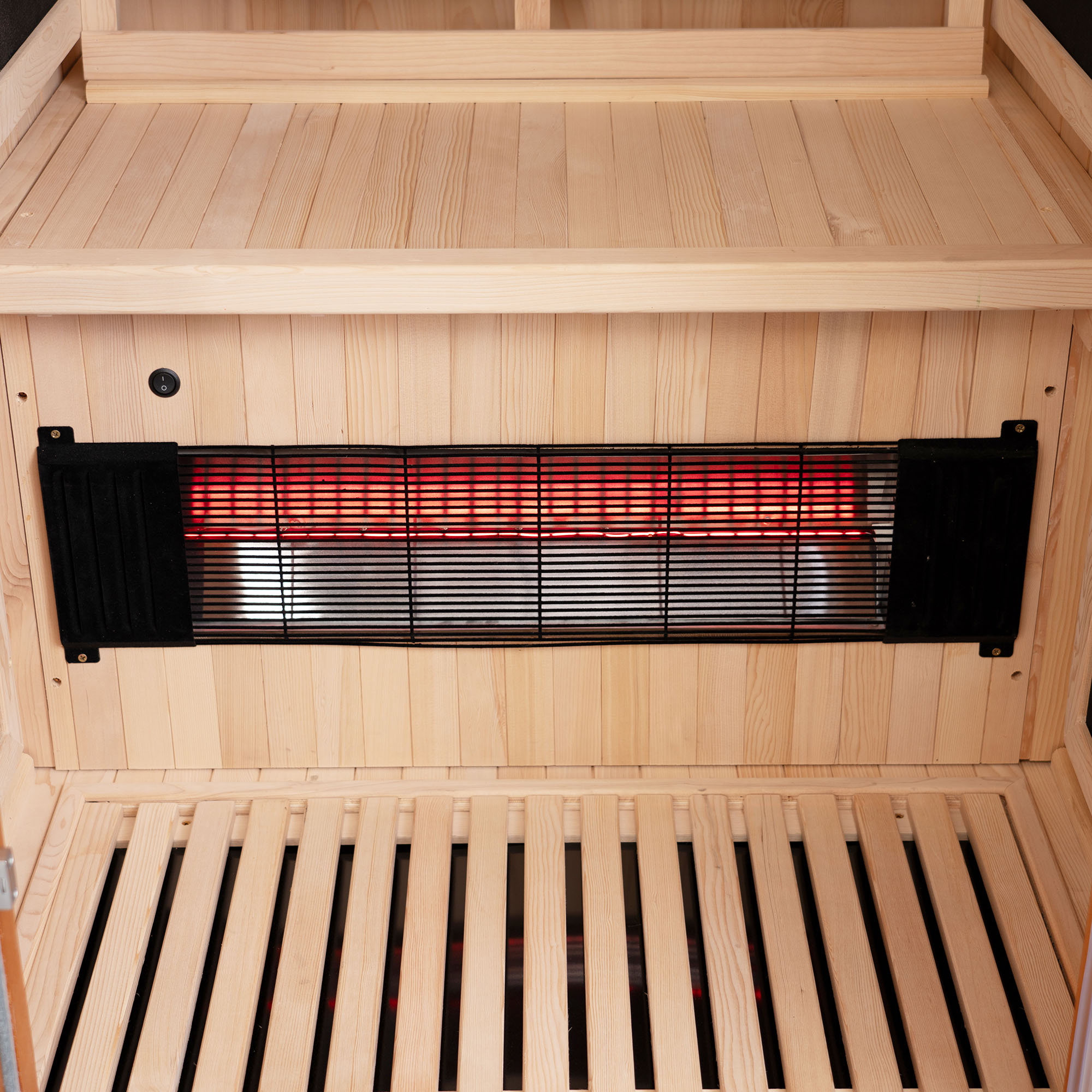  1-Person Indoor FAR Infrared Sauna in Premium Canadian Hemlock with Red Light Therapy, Bluetooth Speakers, Smart Control Panel & Chromotherapy Lighting_25285