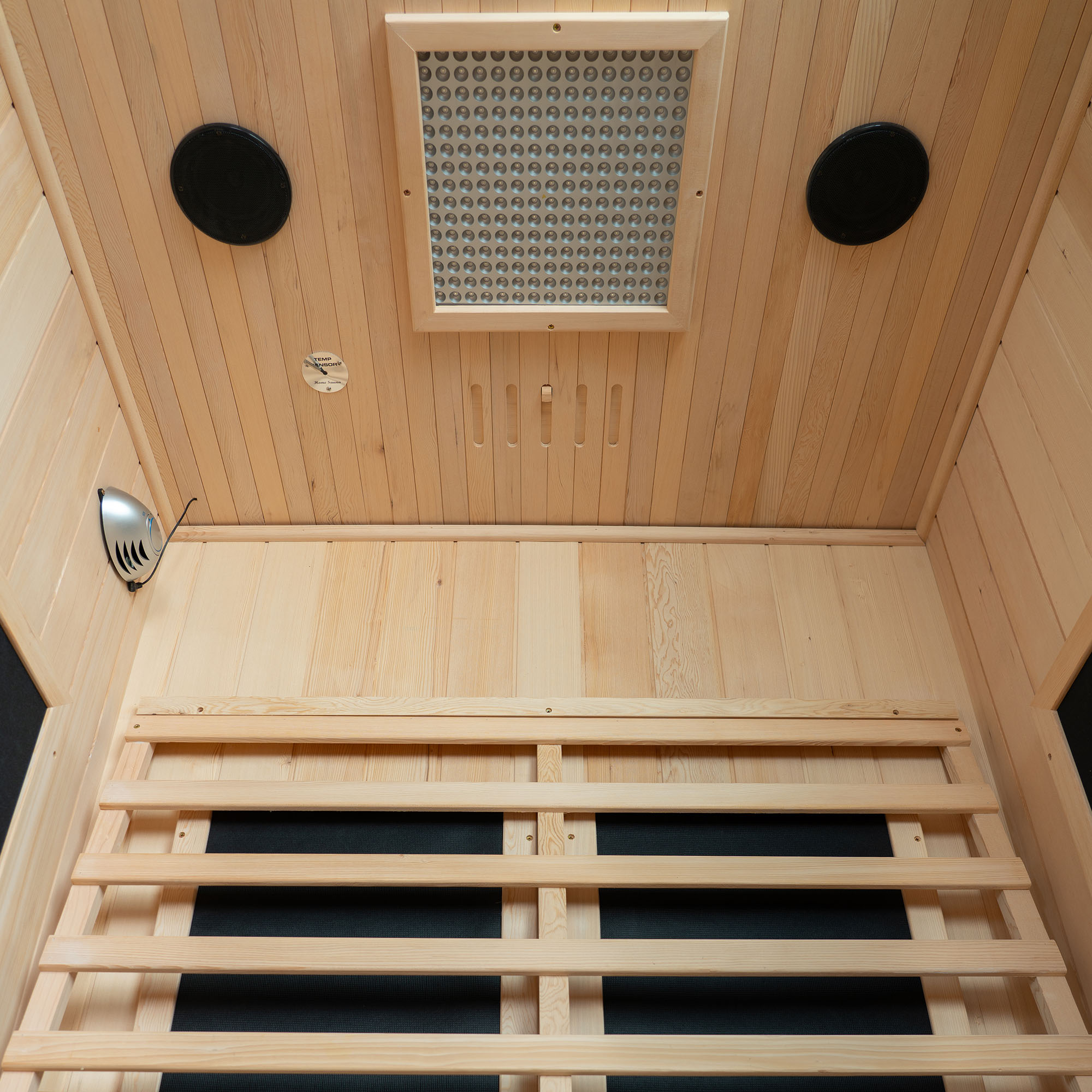  2-Person Indoor FAR Infrared Sauna Crafted from Canadian Hemlock with Red Light Therapy, Bluetooth Speaker, Smart Control Panel & Chromotherapy Lighting_25296