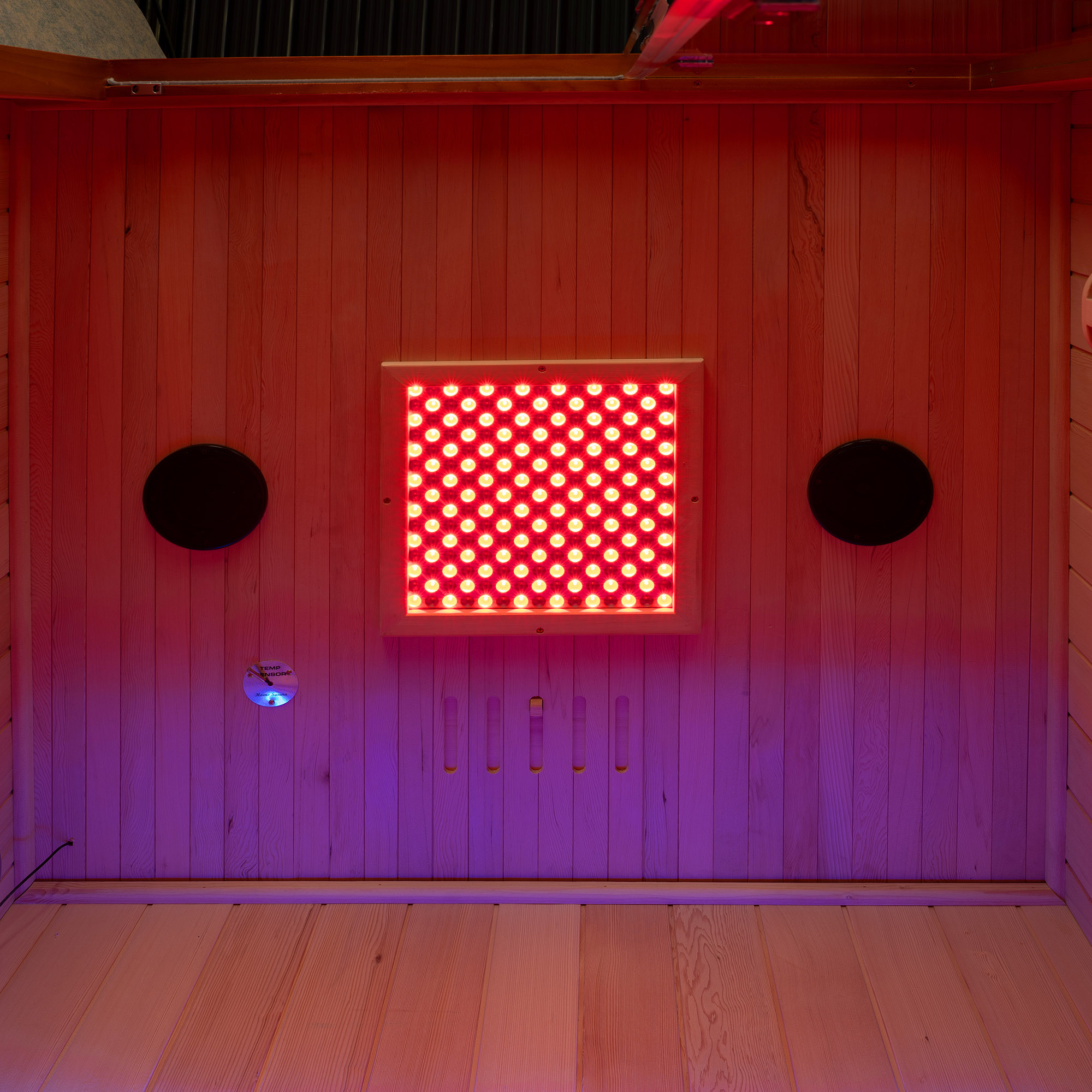  2-Person Indoor FAR Infrared Sauna Crafted from Canadian Hemlock with Red Light Therapy, Bluetooth Speaker, Smart Control Panel & Chromotherapy Lighting_25302