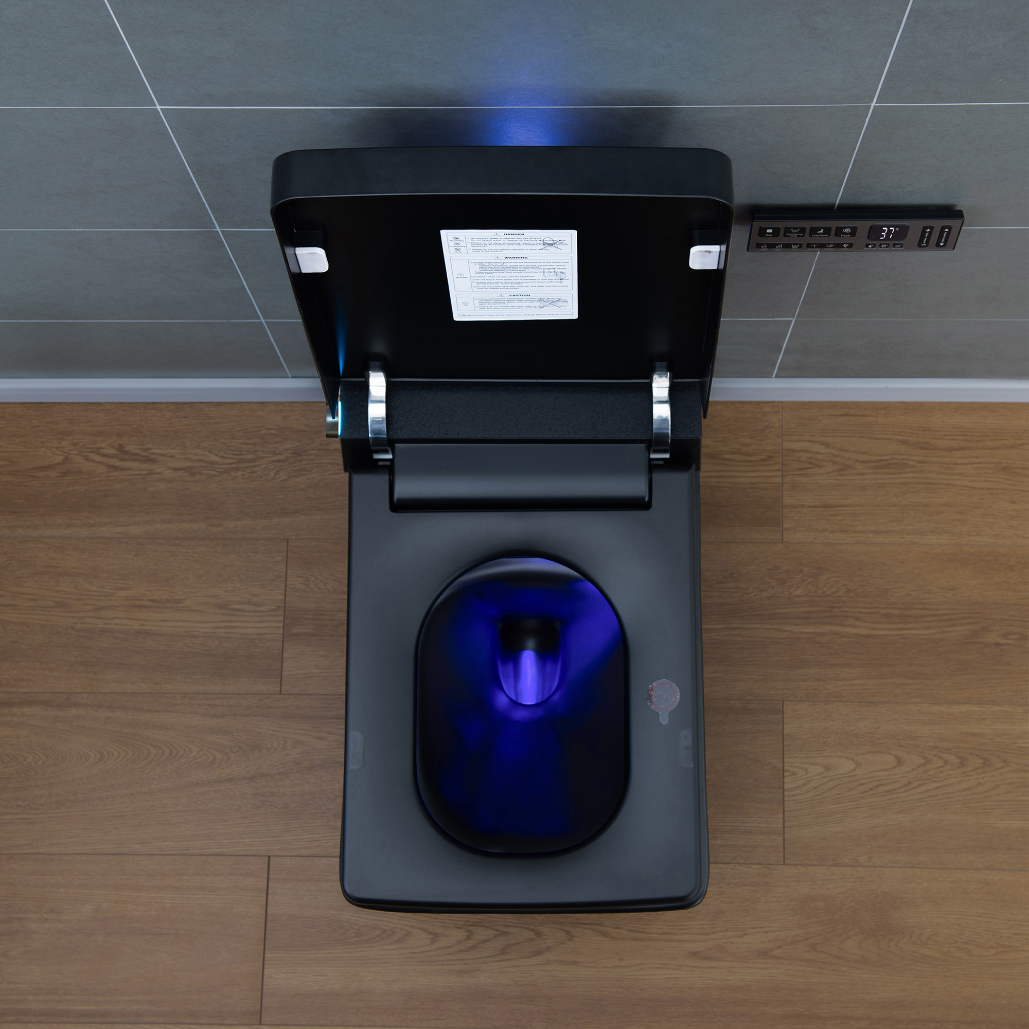  WOODBRIDGE EBT-MB03 One Piece Square Smart Bidet Toilet with Auto Open & Close, Foot Sensor, Auto Flush, Multiple Spray Modes, Heated Seat, Warm Water and Air Dryer, Auto LED Nightlight, Matte Black_25343