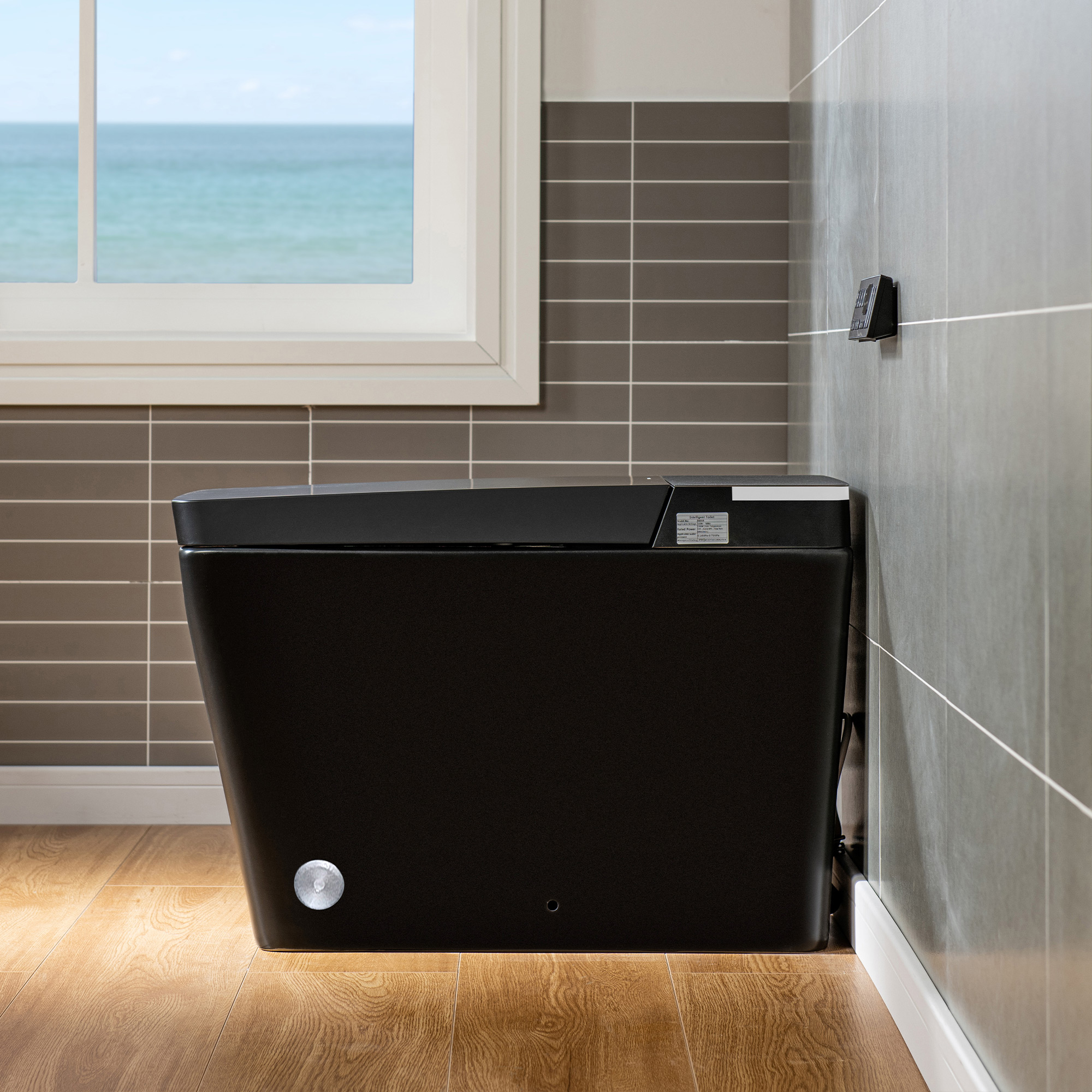  WOODBRIDGE EBT-MB03 One Piece Square Smart Bidet Toilet with Auto Open & Close, Foot Sensor, Auto Flush, Multiple Spray Modes, Heated Seat, Warm Water and Air Dryer, Auto LED Nightlight, Matte Black_25352