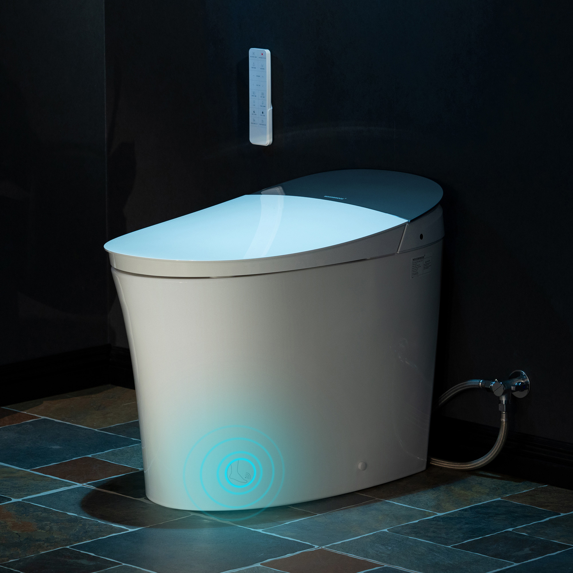  WOODBRIDGE Smart Bidet Toilet Auto Open & Close, Auto Flush, Foot Sensor, Cleaning Foam Dispenser, Heated Seat and ADA Chair Height Design, EBT230_14577