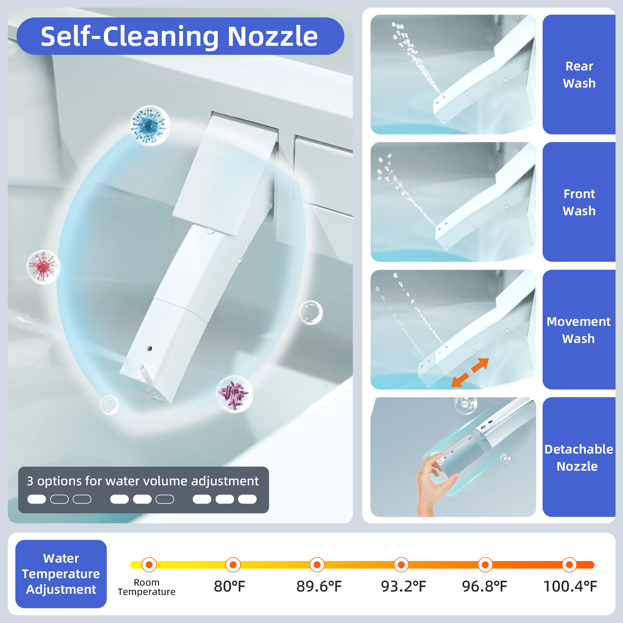  WOODBRIDGE Smart Bidet Toilet Auto Open & Close, Auto Flush, Foot Sensor, Cleaning Foam Dispenser, Heated Seat and ADA Chair Height Design, EBT230_14586