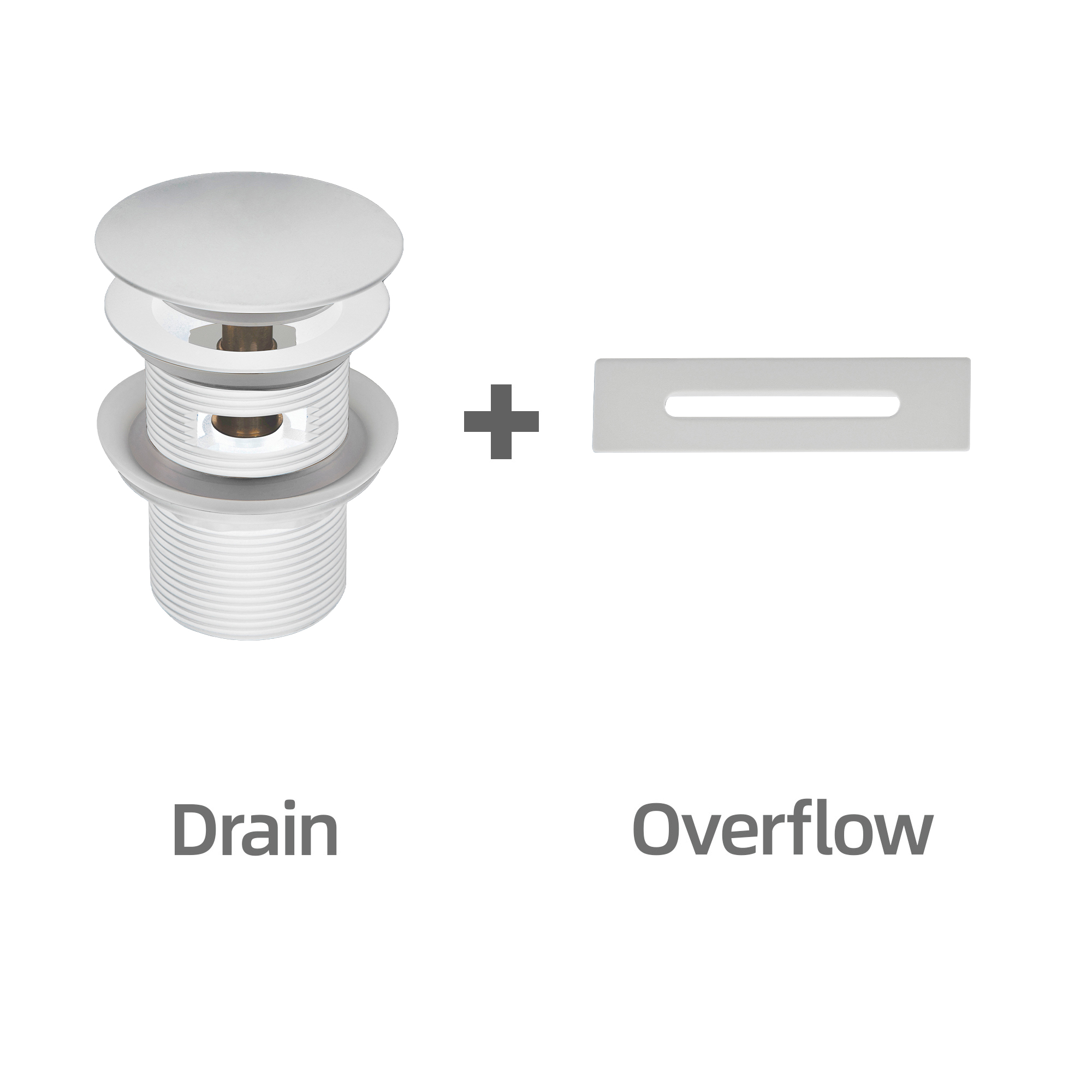  White Pop Up Drain & Overflow Kit_25373