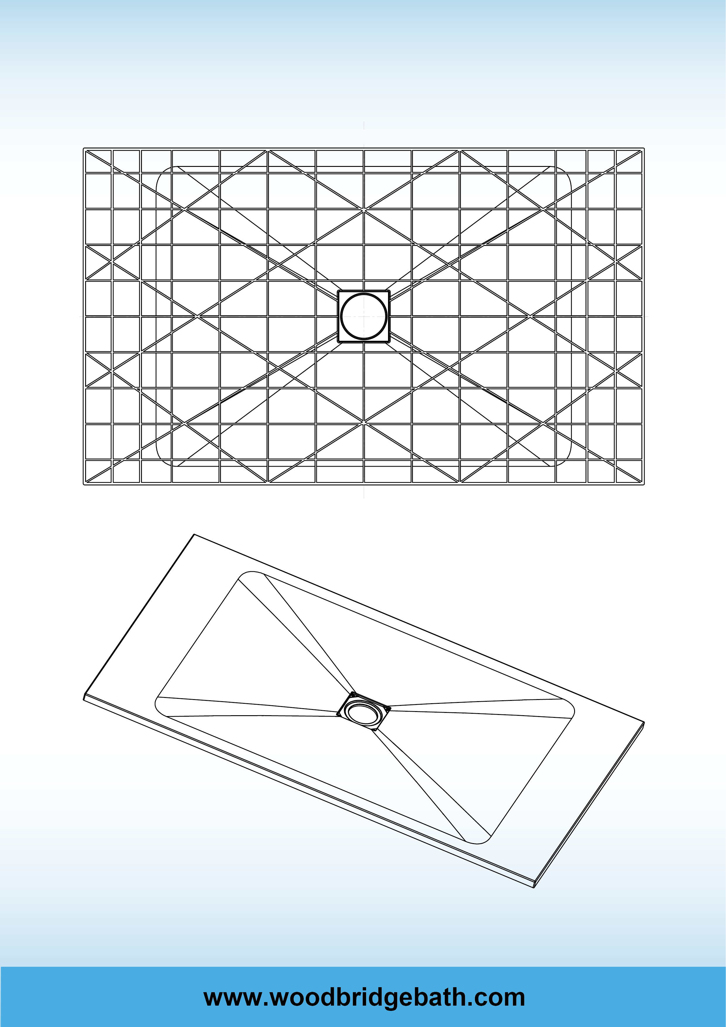  WOODBRIDGE 60-in L x 36-in W Zero-Threshold End-Drain Shower Base with Center Drain Placement, Matching Decorative Drain Plate and Tile Flange, Wheel Chair Access, Low Profile, Beige_25411