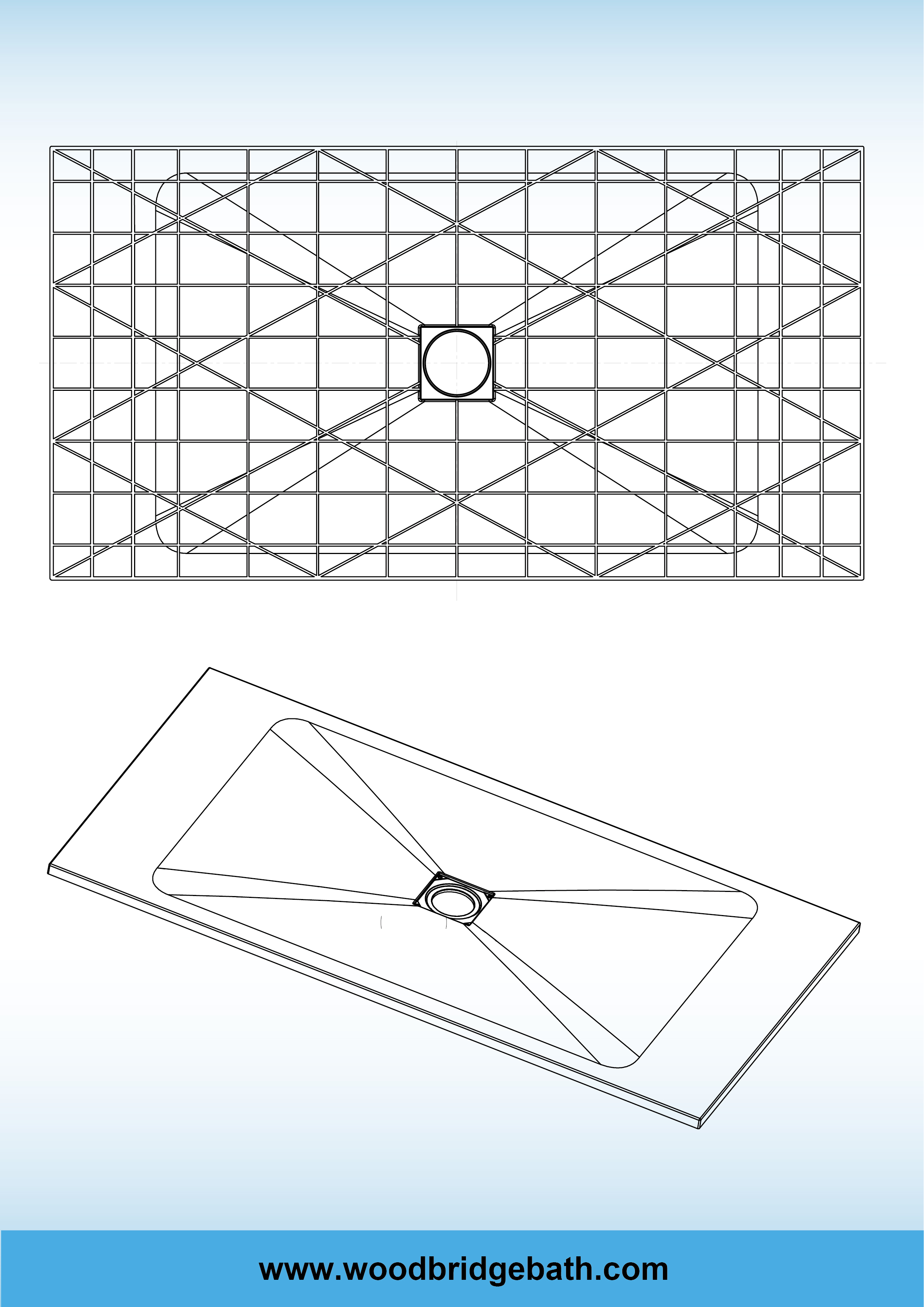  WOODBRIDGE 60-in L x 32-in W Zero-Threshold End-Drain Shower Base with Center Drain Placement, Matching Decorative Drain Plate and Tile Flange, Wheel Chair Access, Low Profile, Black_25430