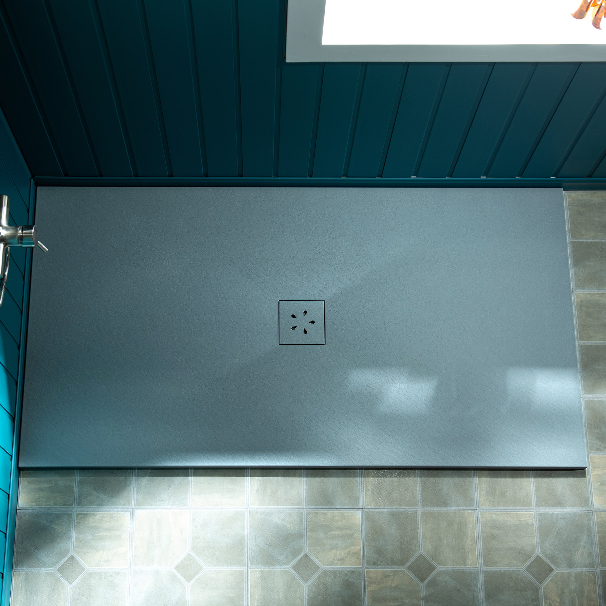  WOODBRIDGE 47.75-in L x 36-in W Zero-Threshold End-Drain Shower Base with Center Drain Placement, Matching Decorative Drain Plate and Tile Flange, Wheel Chair Access, Low Profile, Gray_25012