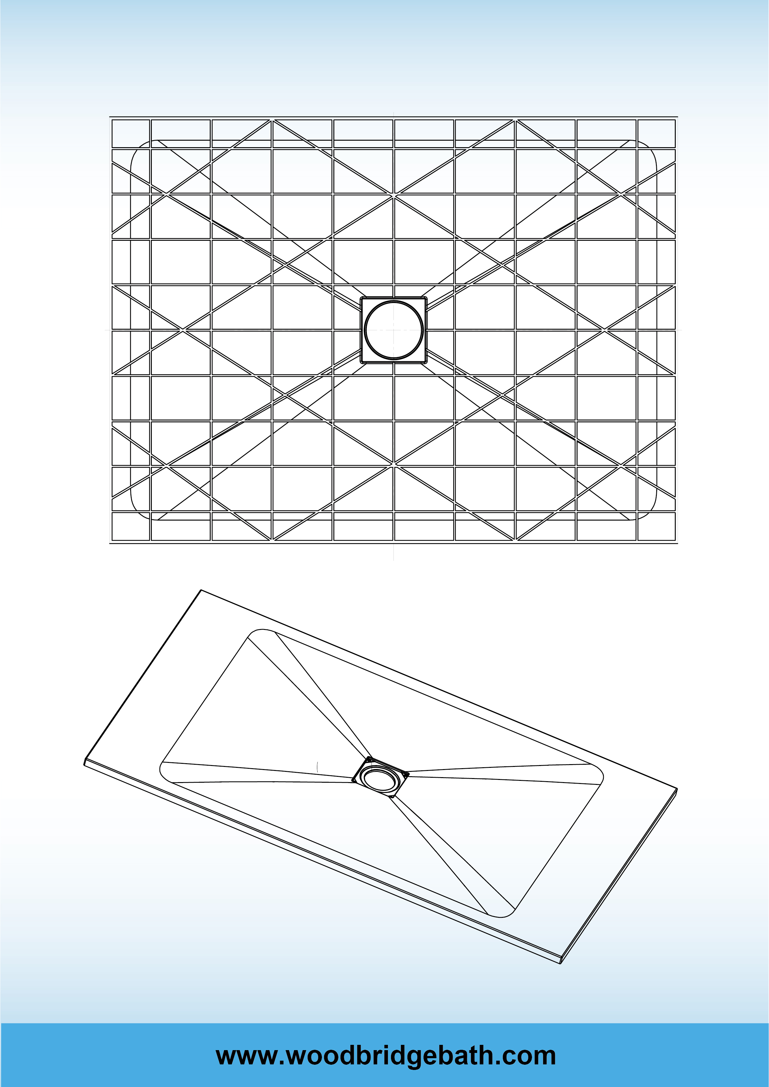  WOODBRIDGE 47.75-in L x 36-in W Zero-Threshold End-Drain Shower Base with Center Drain Placement, Matching Decorative Drain Plate and Tile Flange, Wheel Chair Access, Low Profile, Gray_25448