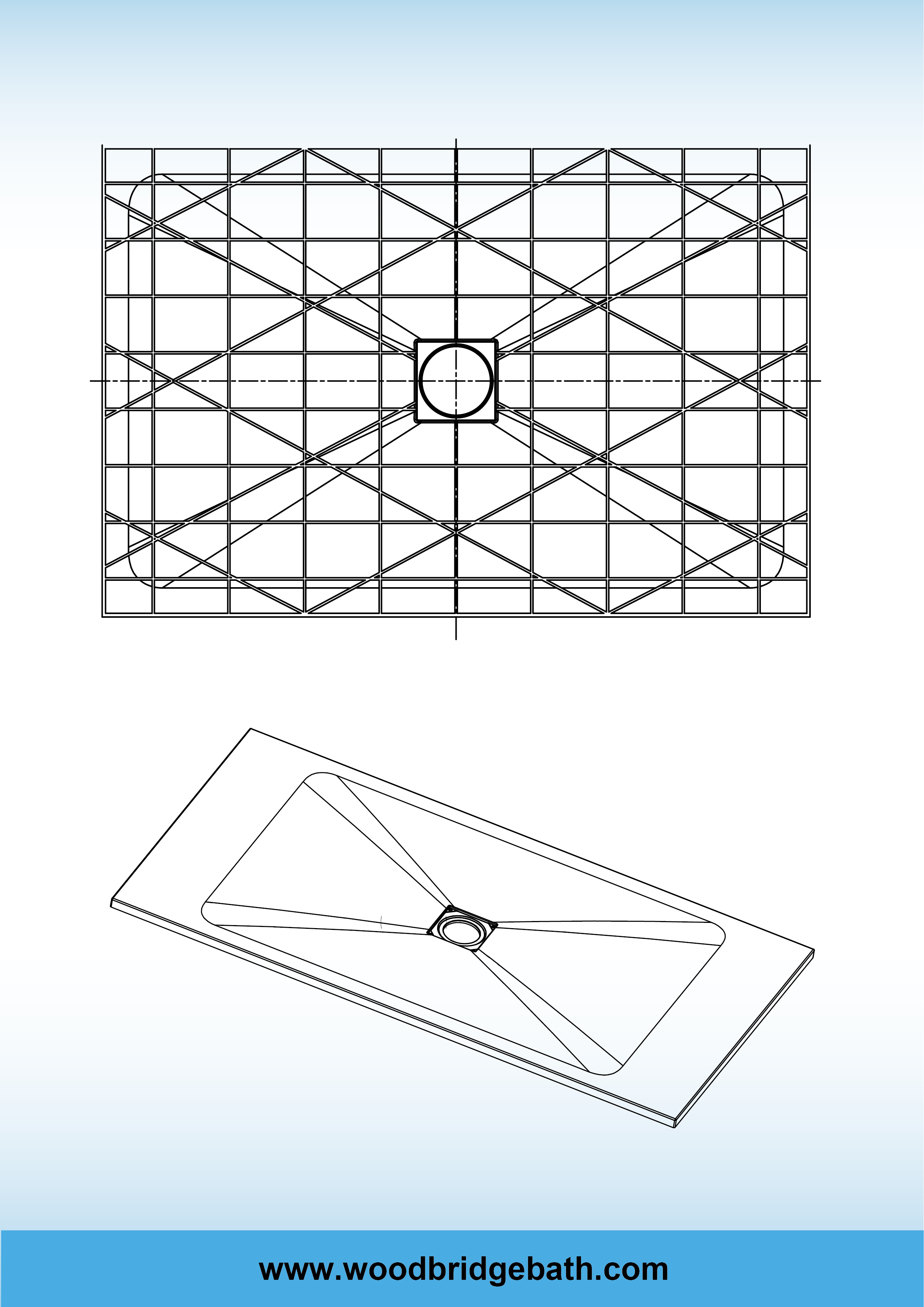  WOODBRIDGE 47.75-in L x 32-in W Zero-Threshold End-Drain Shower Base with Center Drain Placement, Matching Decorative Drain Plate and Tile Flange, Wheel Chair Access, Low Profile, White_25466