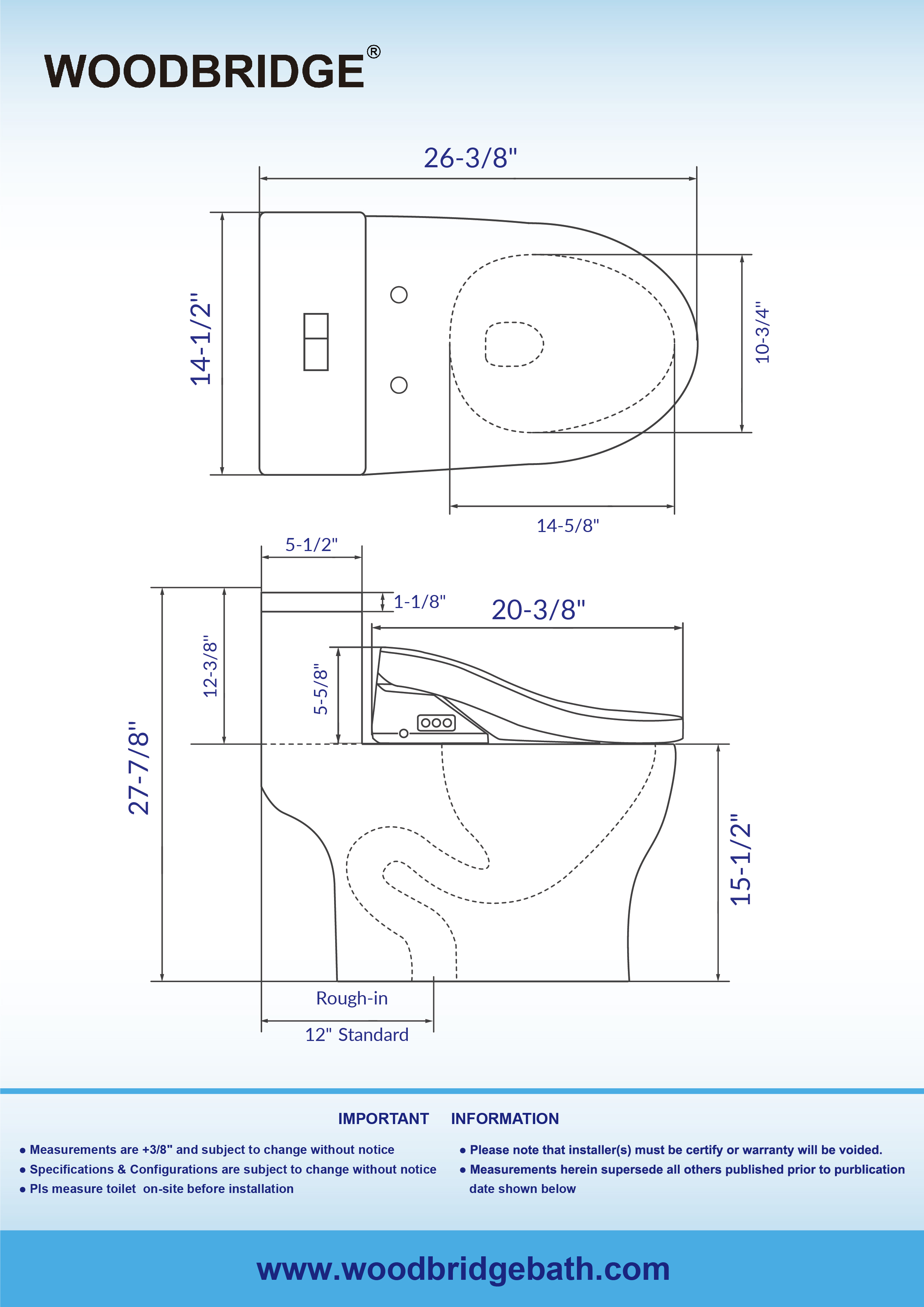  WOODBRIDGE Luxury, Elongated One Piece Toilet with Advanced Bidet Seat, T-0022, White_9738