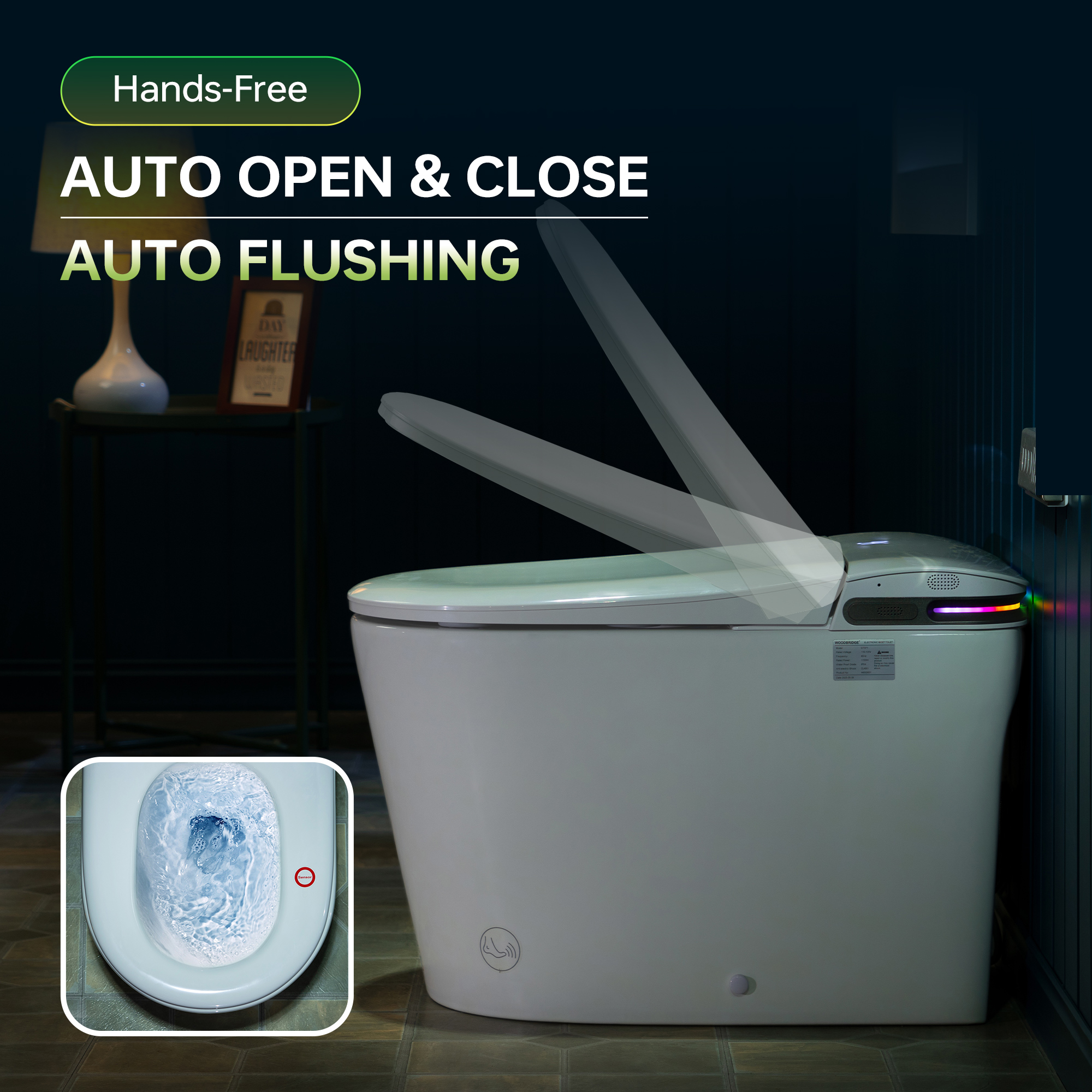  WOODBRIDGE GT071 Smart Toilet with Auto Open/Close Lid, Foot Sensor, Zero Pressure System, Fragrance System, UV Self-Cleaning Nozzle & Multi-Function Wash & Warm Air Dry – Perfect for Low Water Pressure Homes & Enhanced Hygiene_25493