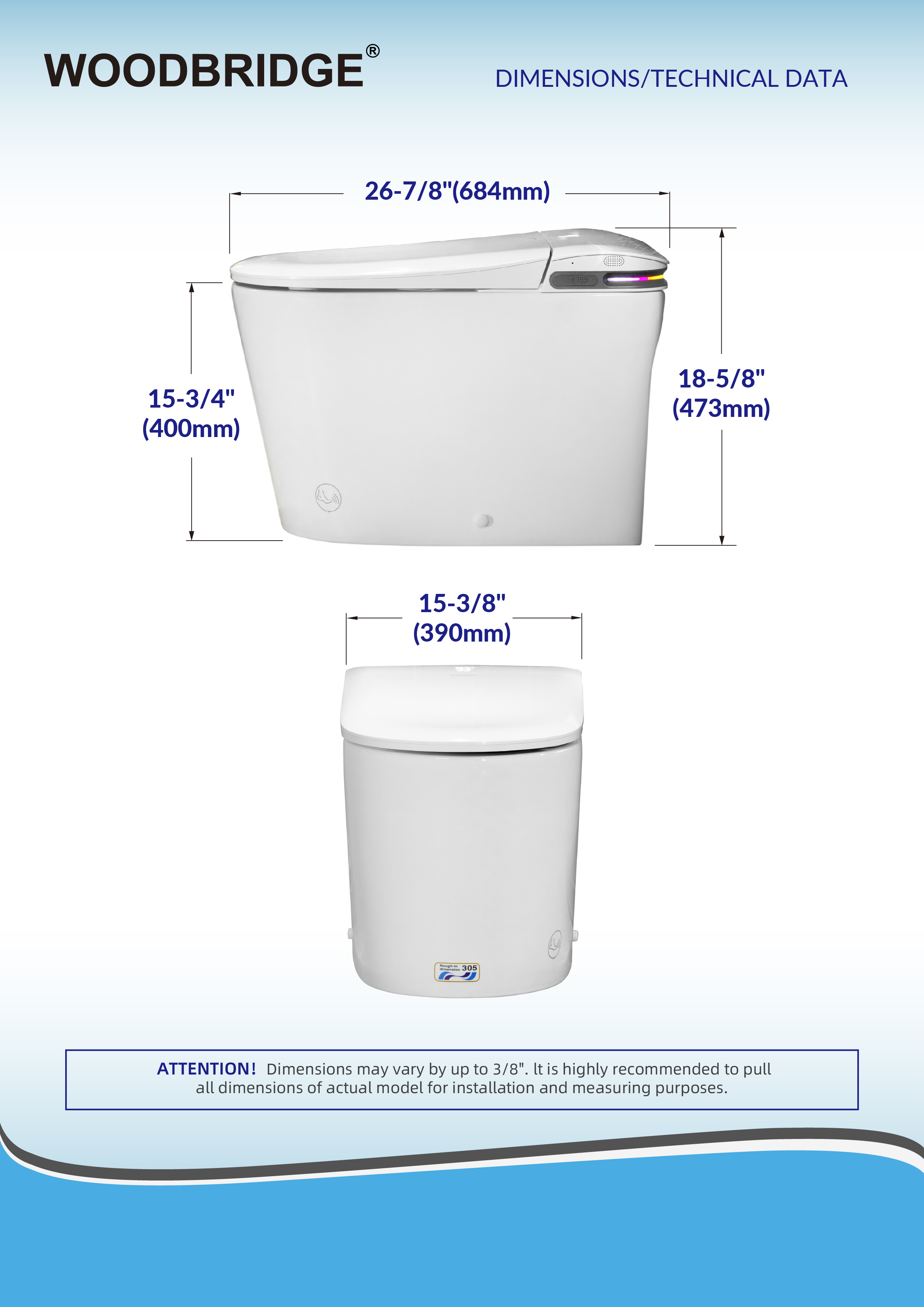  WOODBRIDGE GT071 Smart Toilet with Auto Open/Close Lid, Foot Sensor, Zero Pressure System, Fragrance System, UV Self-Cleaning Nozzle & Multi-Function Wash & Warm Air Dry – Perfect for Low Water Pressure Homes & Enhanced Hygiene_25495