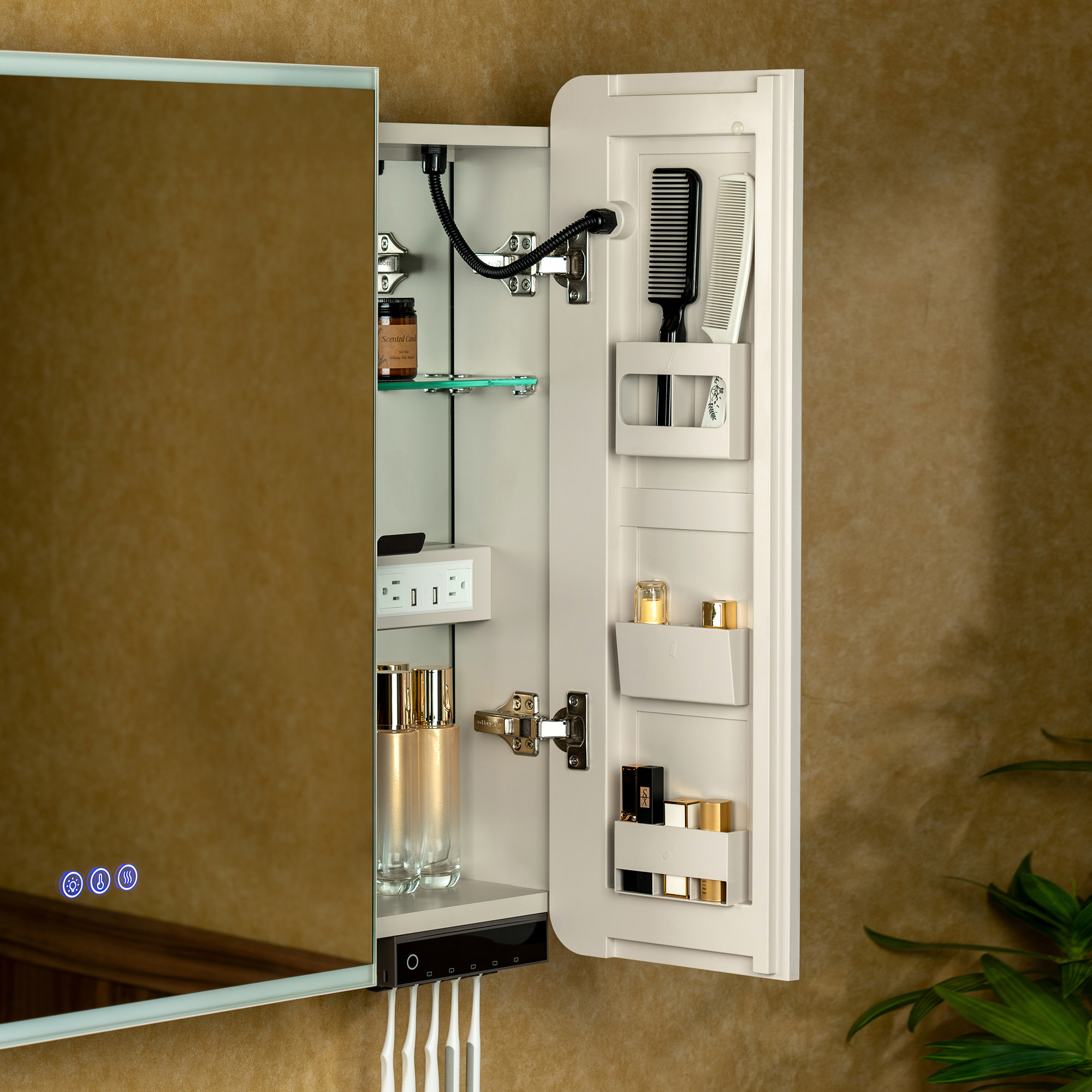  WOODBRIDGE Modern Rectangular Medicine Cabinet with Rounded Corners (30.75” W x 27.5” H) – Smart Storage, Anti-Fog Mirror, LED Lighting, Medium-Sized, RC3028-IV_25744