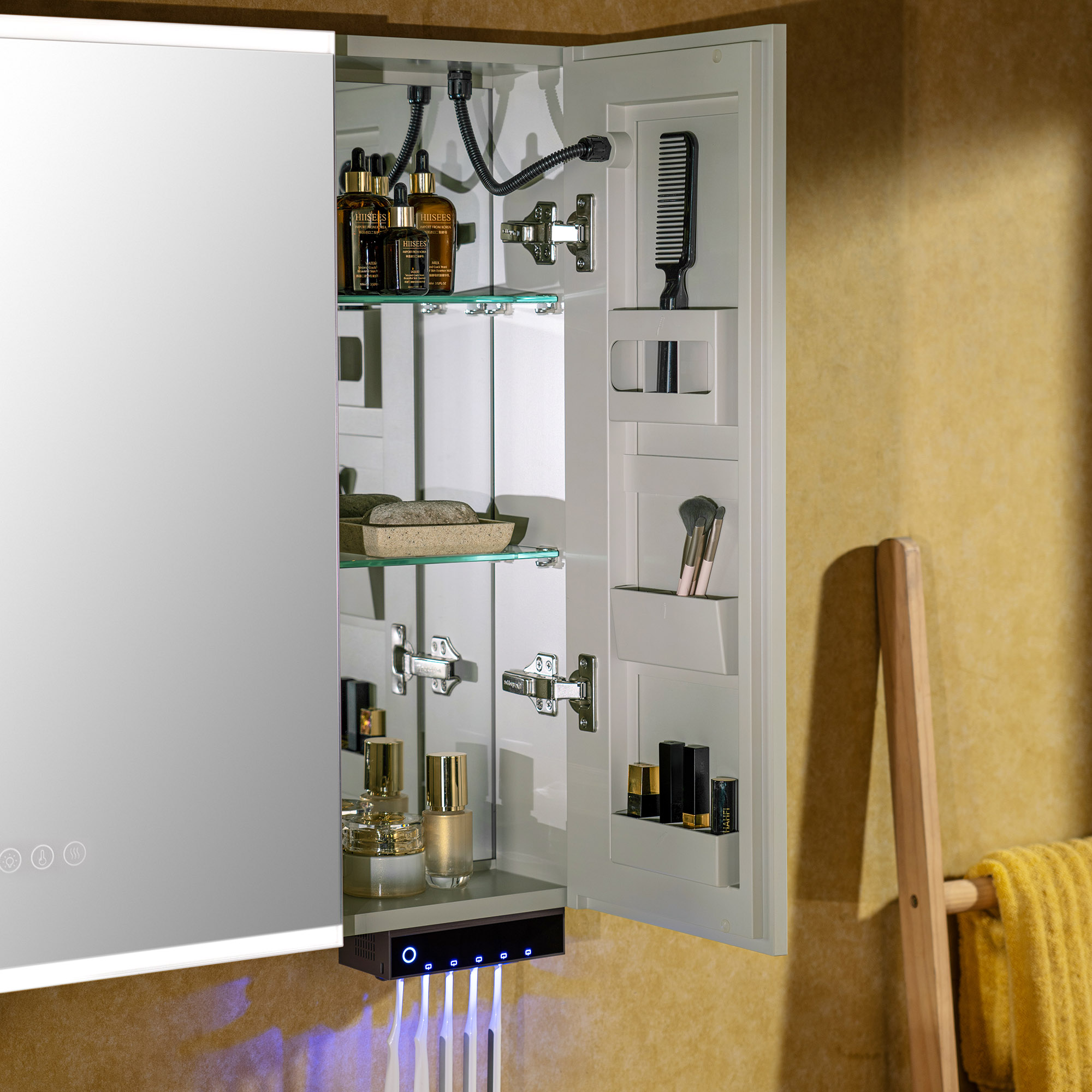  WOODBRIDGE Modern Rectangle 29.5” W x 27.75” H Smart Storage Medicine Cabinet with Anti-Fog Mirror, LED Lighting, and Medium-Sized Design, M3028-IV_25817