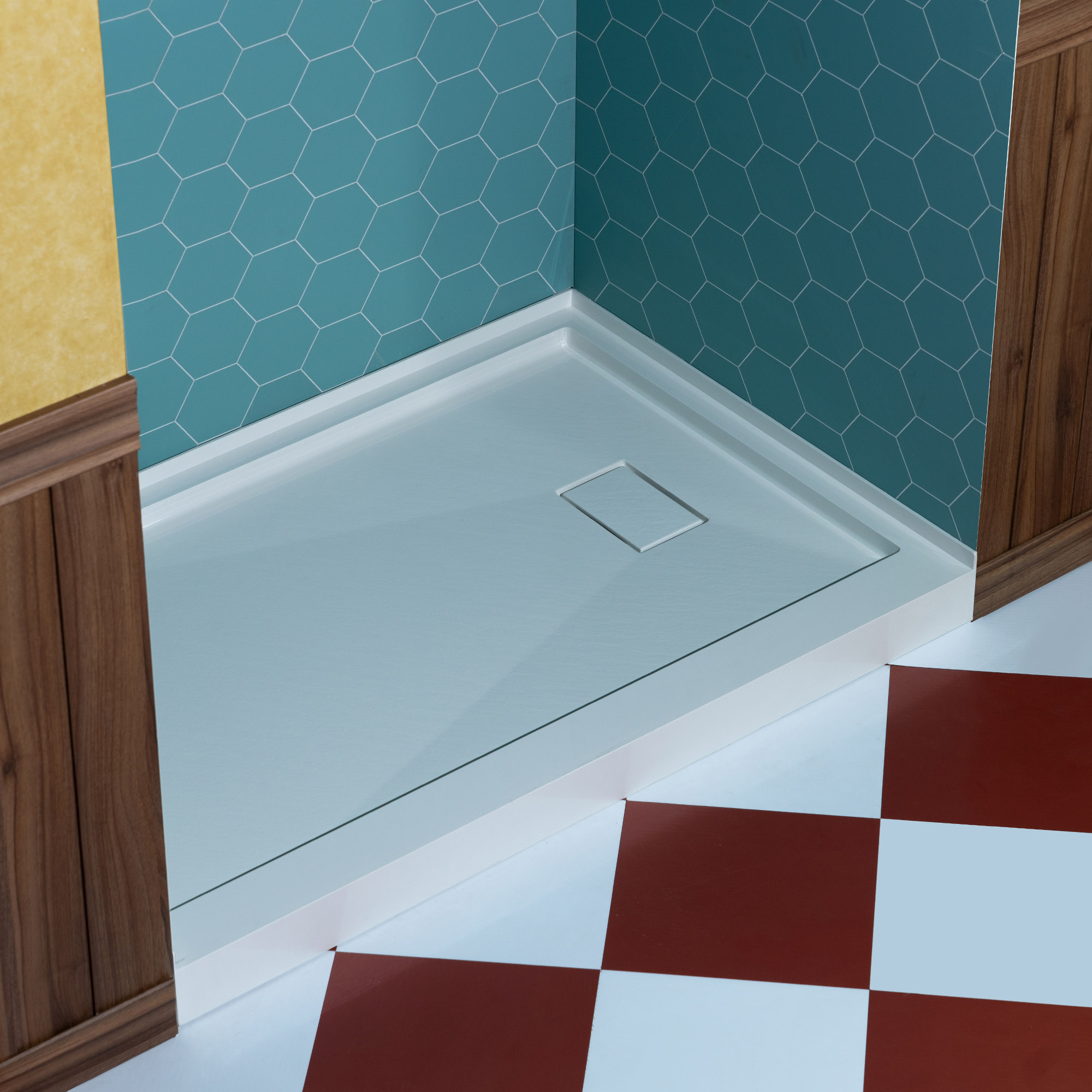  WOODBRIDGE 60 in. x 30 in. Solid Surface Shower Pan Base in White, Alcove Installation with Right Drain, Slip-Resistant & Mold-Resistant_25877