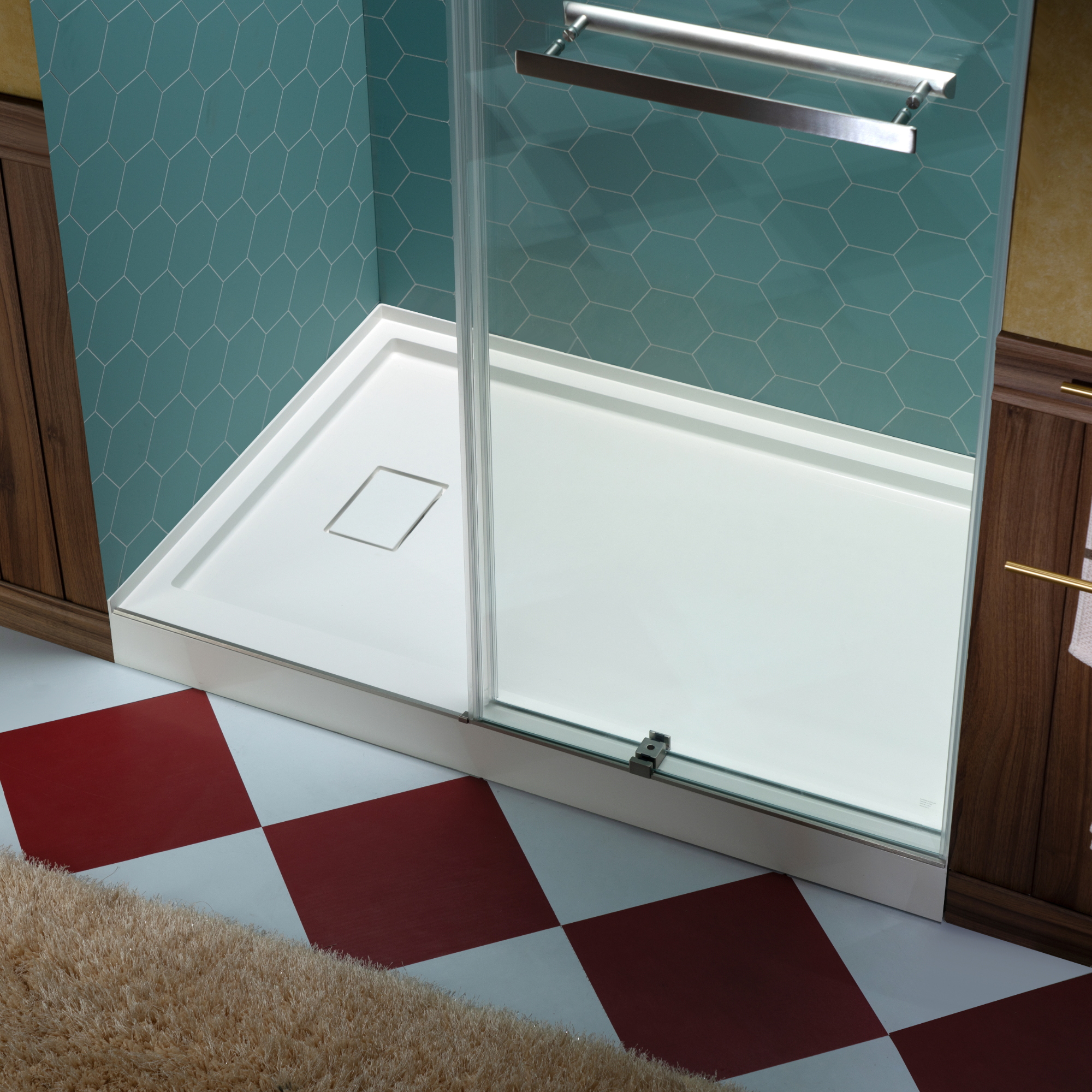  WOODBRIDGE 60 in. x 36 in. Solid Surface Shower Pan Base in White, Alcove Installation with Left Drain, Slip-Resistant & Mold-Resistant_25934