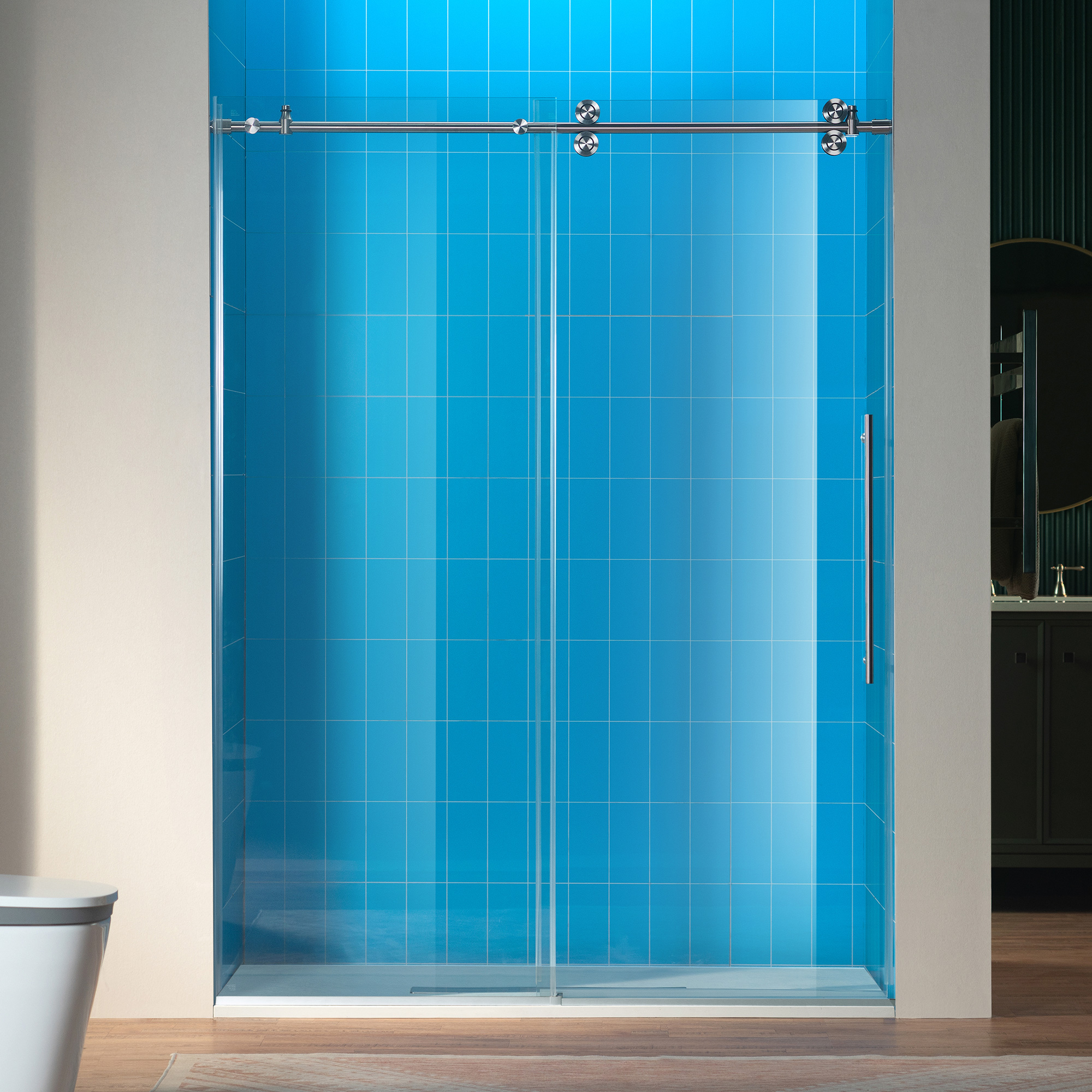 WOODBRIDGE Frameless Single Sliding Shower Door, 56-60