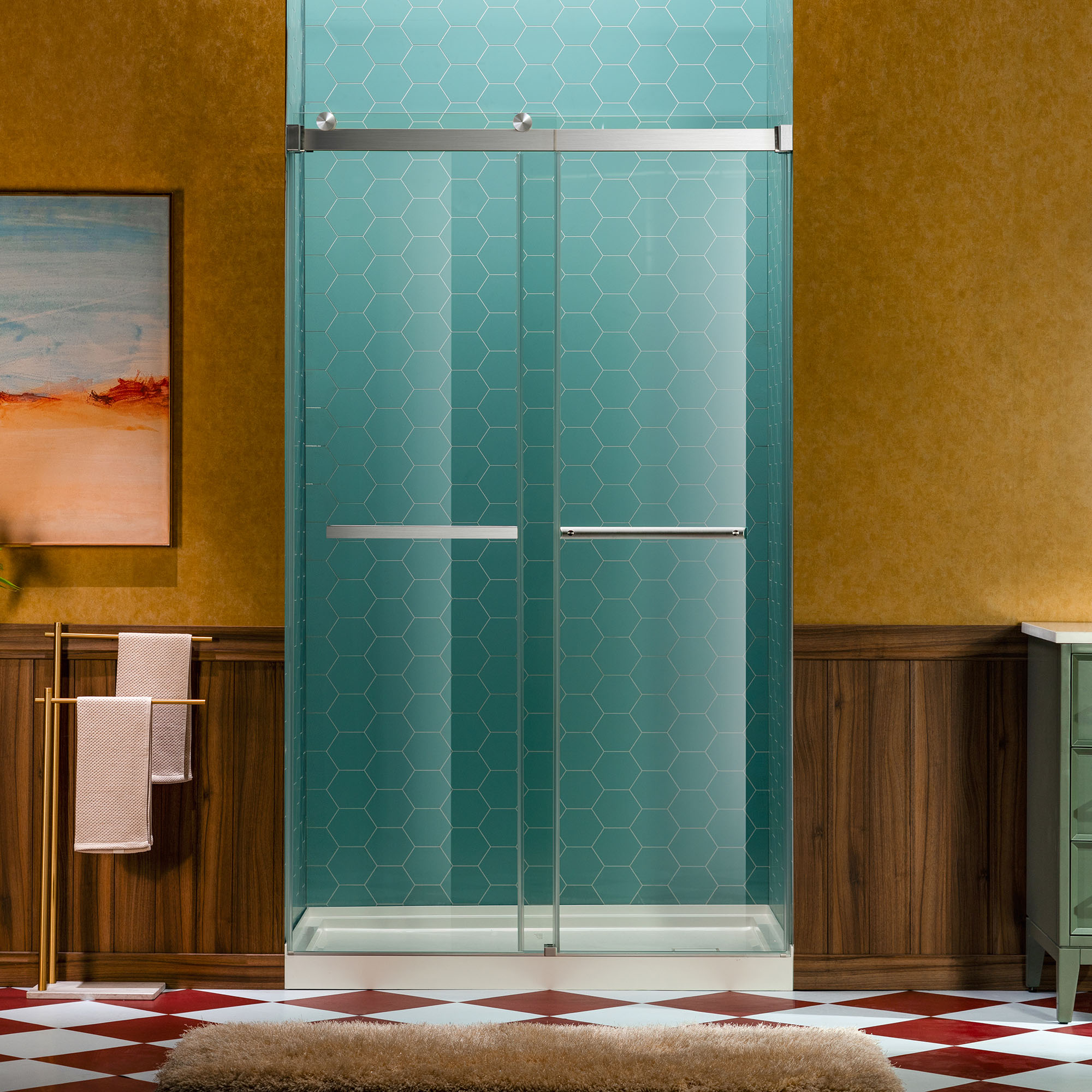 WOODBRIDGE Frameless Double Sliding Shower Door, 44-48