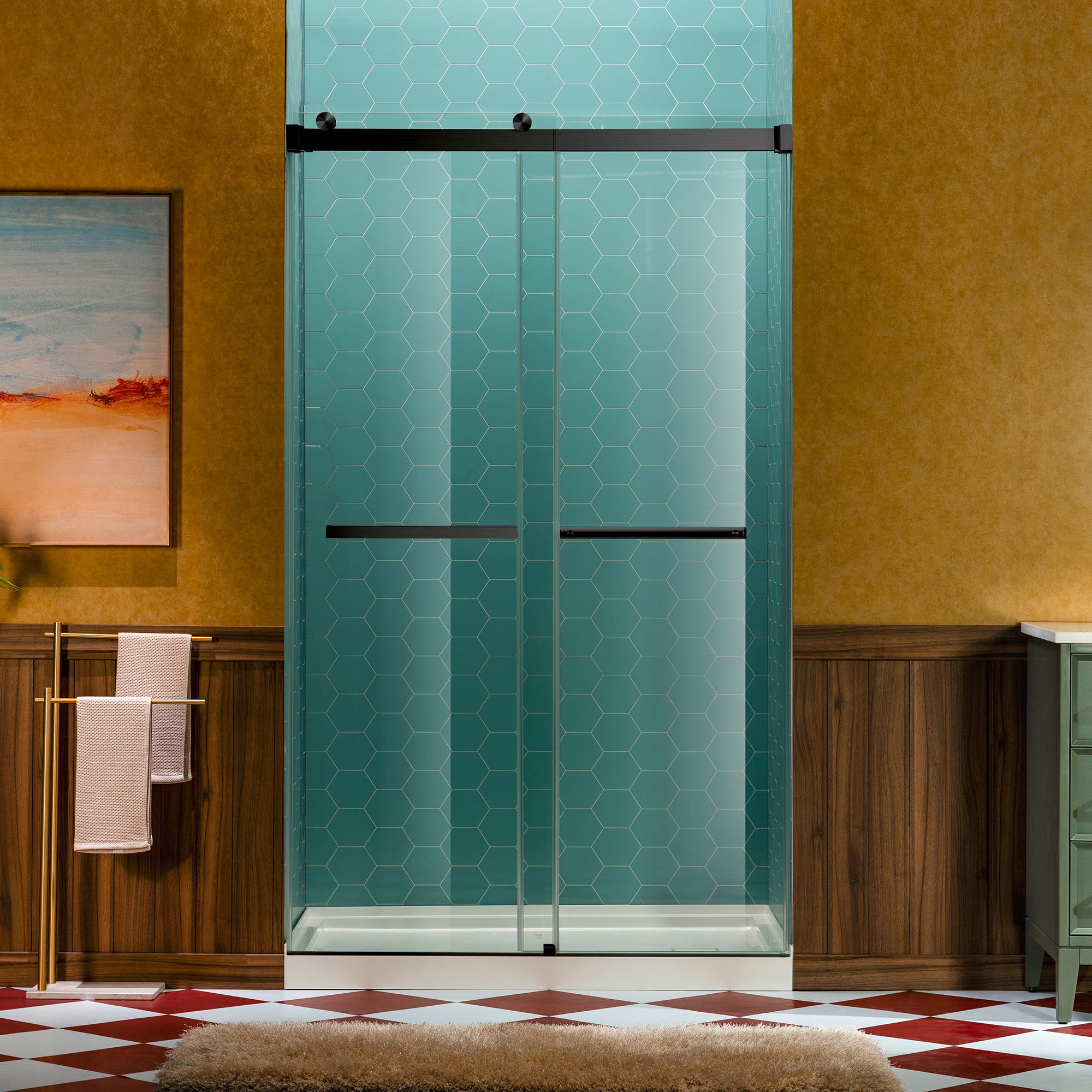 WOODBRIDGE Frameless Double Sliding Shower Door, 44-48