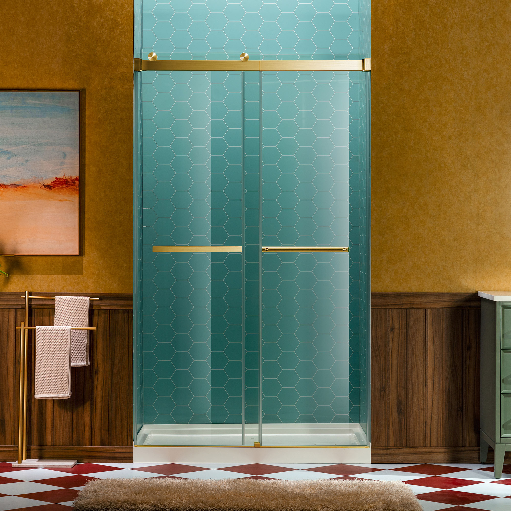 WOODBRIDGE Frameless Double Sliding Shower Door, 44-48