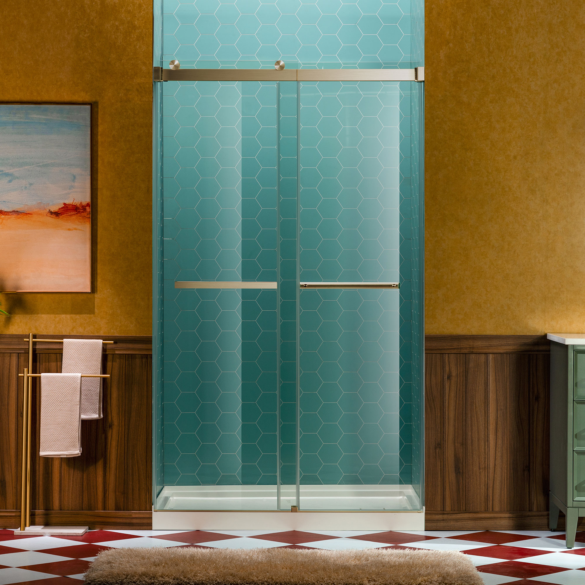 WOODBRIDGE Frameless Double Sliding Shower Door, 44-48