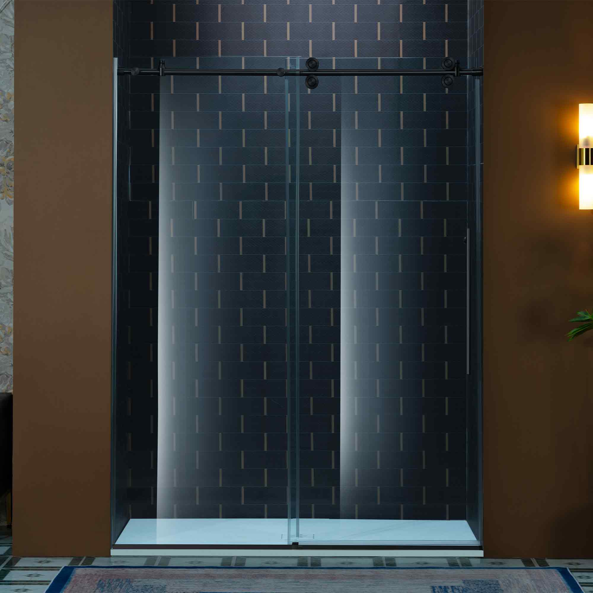 WOODBRIDGE Frameless Single Sliding Shower Door, 56-60