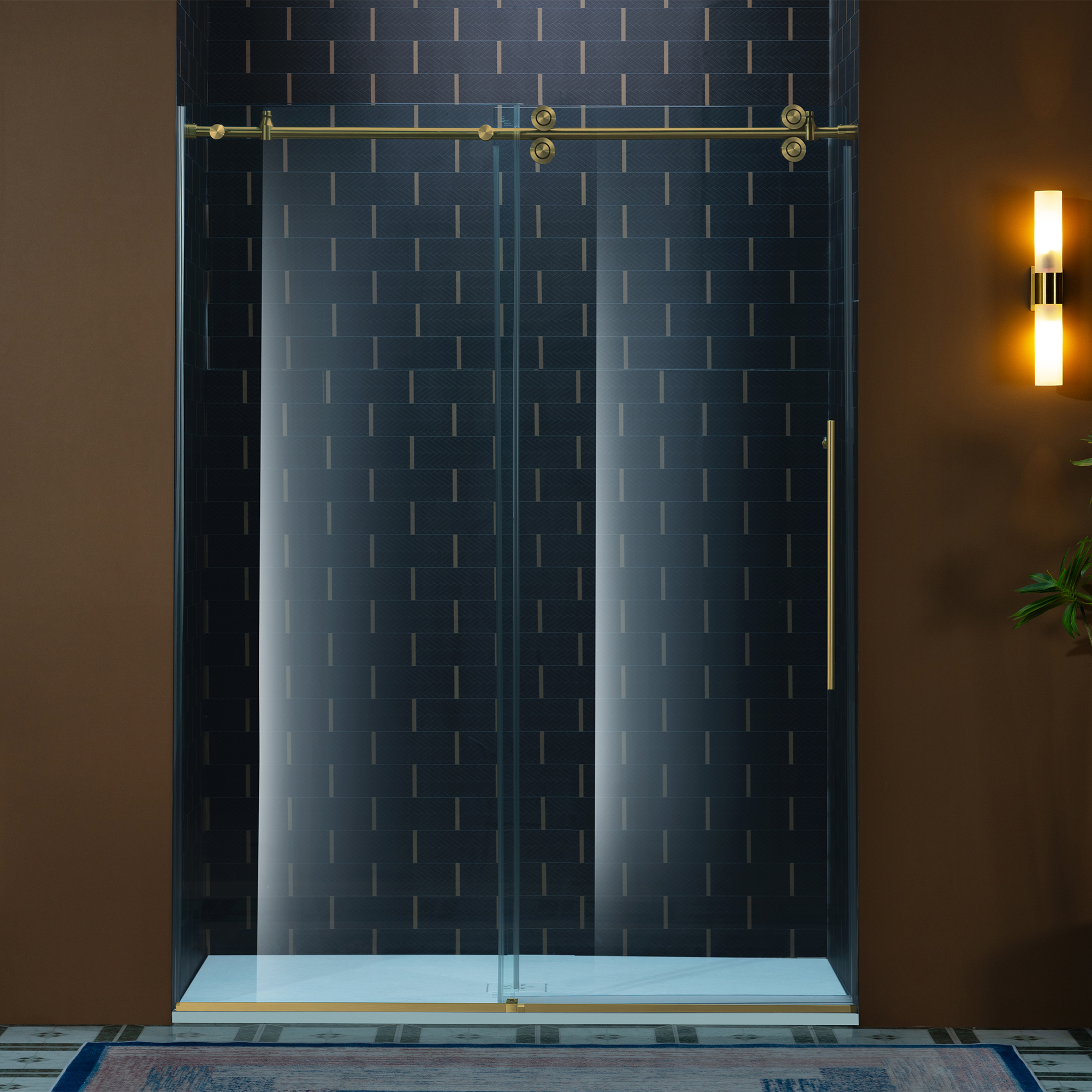 WOODBRIDGE Frameless Single Sliding Shower Door, 56-60