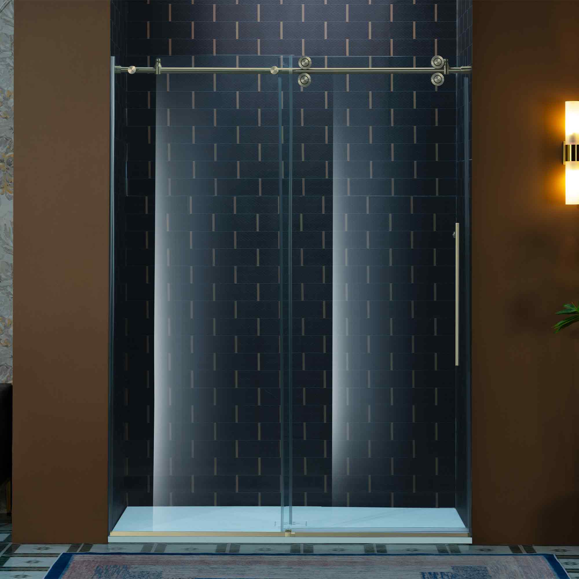 WOODBRIDGE Frameless Single Sliding Shower Door, 56-60