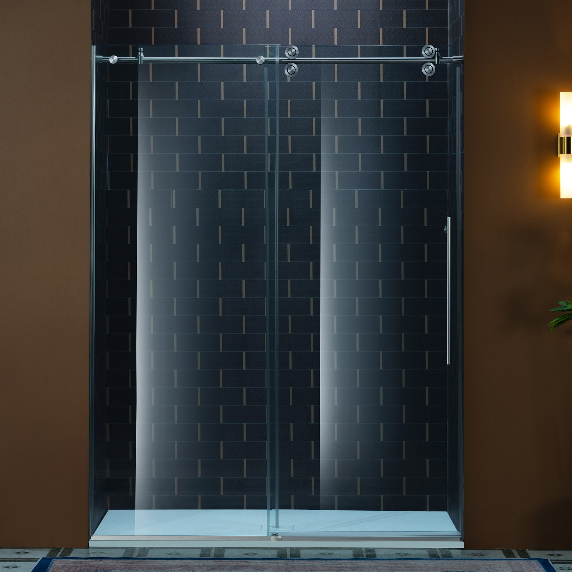 WOODBRIDGE Frameless Single Sliding Shower Door, 56-60