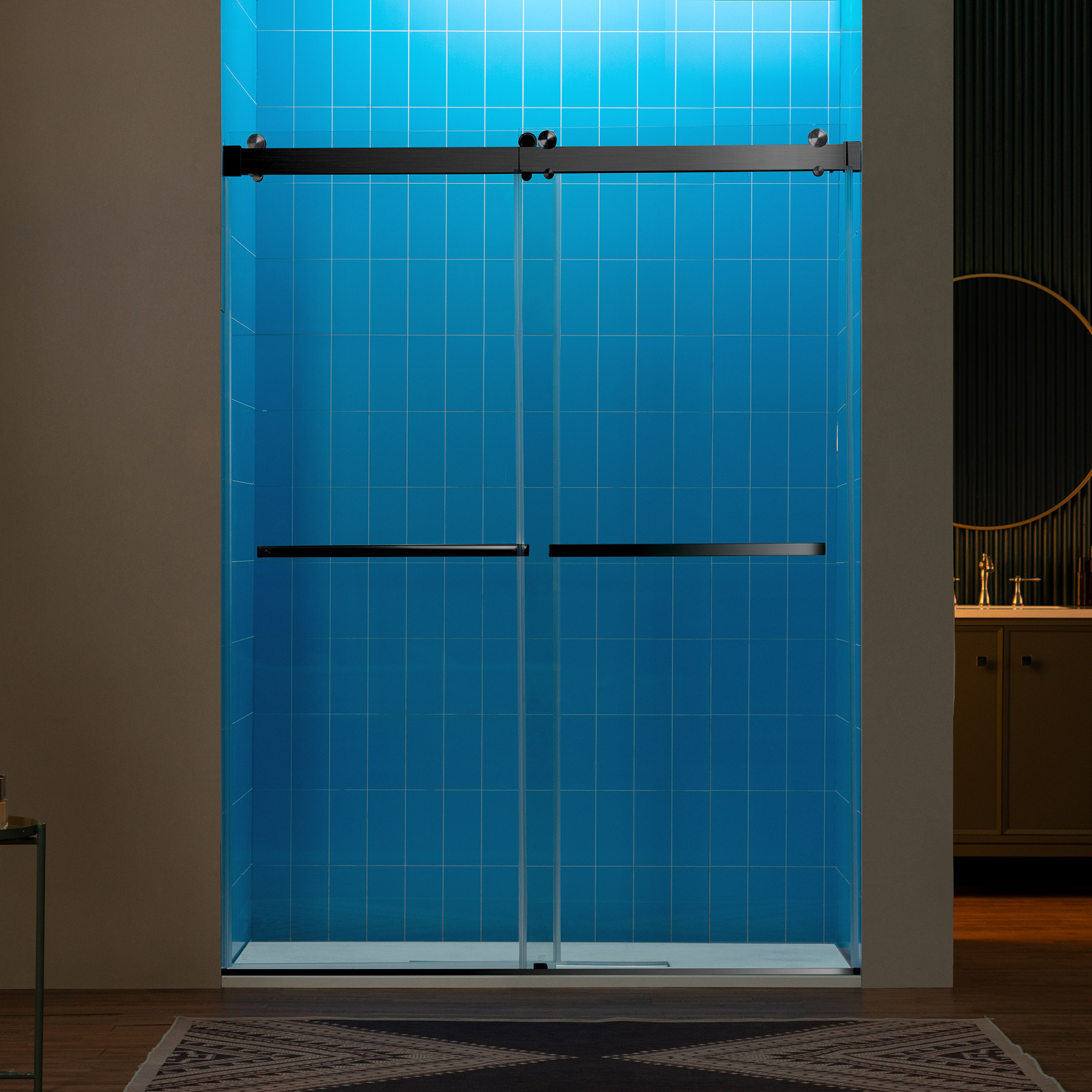 WOODBRIDGE Frameless Double Sliding Shower Door with Soft Close System, 57.5-60