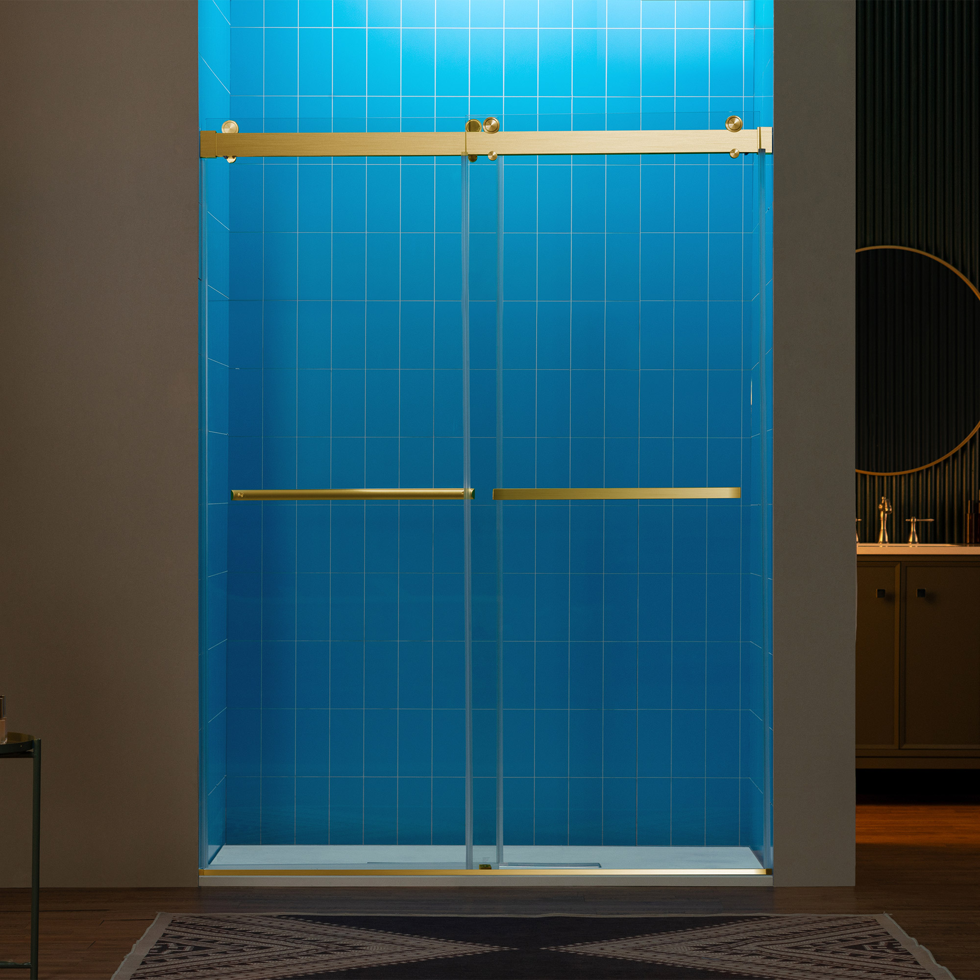 WOODBRIDGE Frameless Double Sliding Shower Door with Soft Close System, 57.5-60
