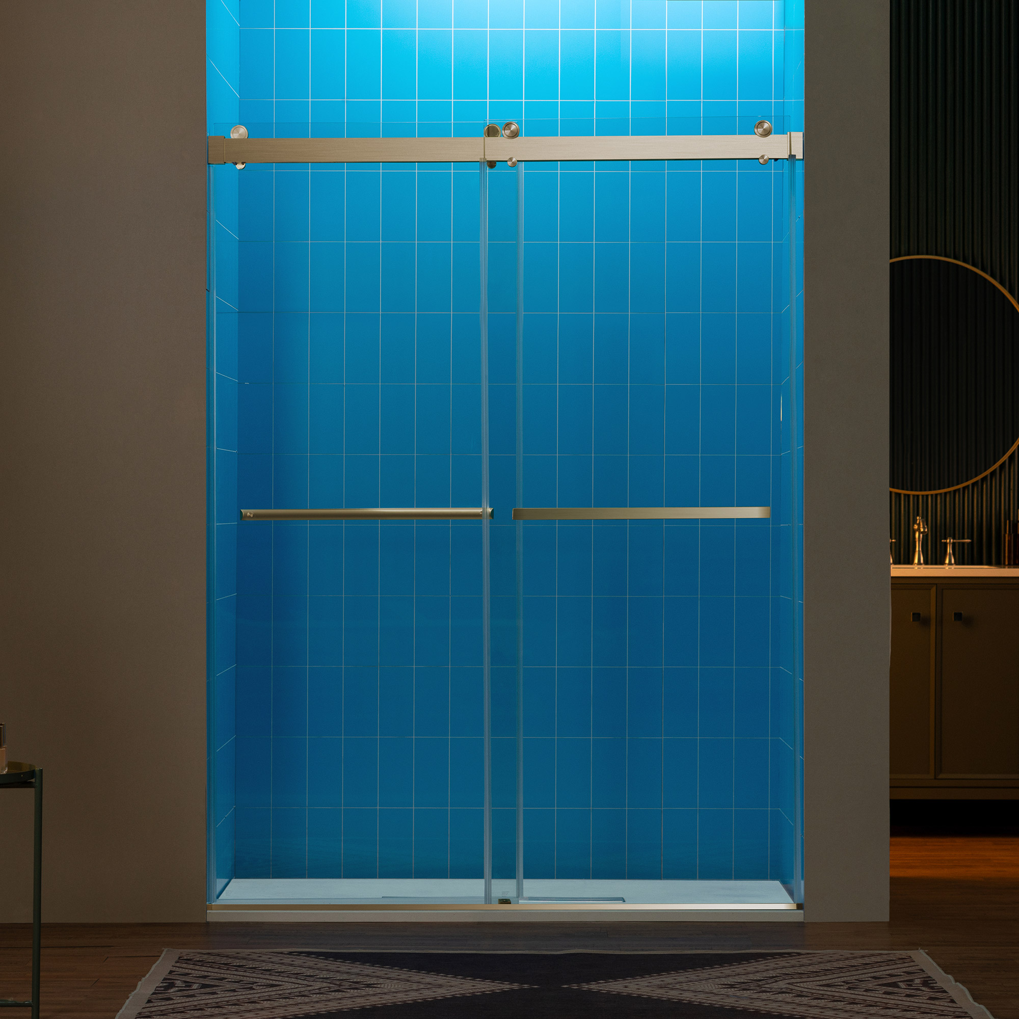 WOODBRIDGE Frameless Double Sliding Shower Door with Soft Close System, 57.5-60