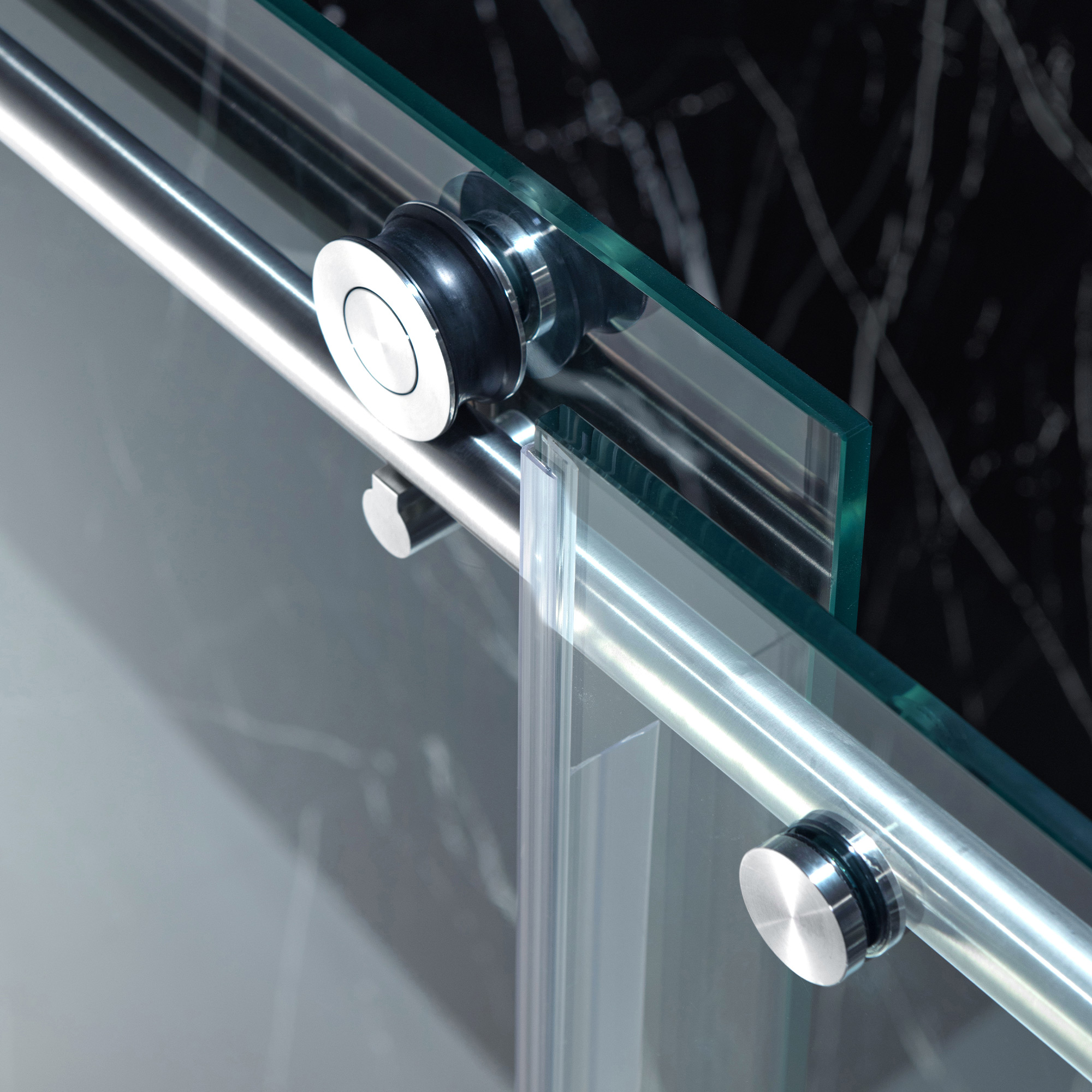  WOODBRIDGE Frameless Single Sliding Shower Door with Soft Close System, 57.5-60