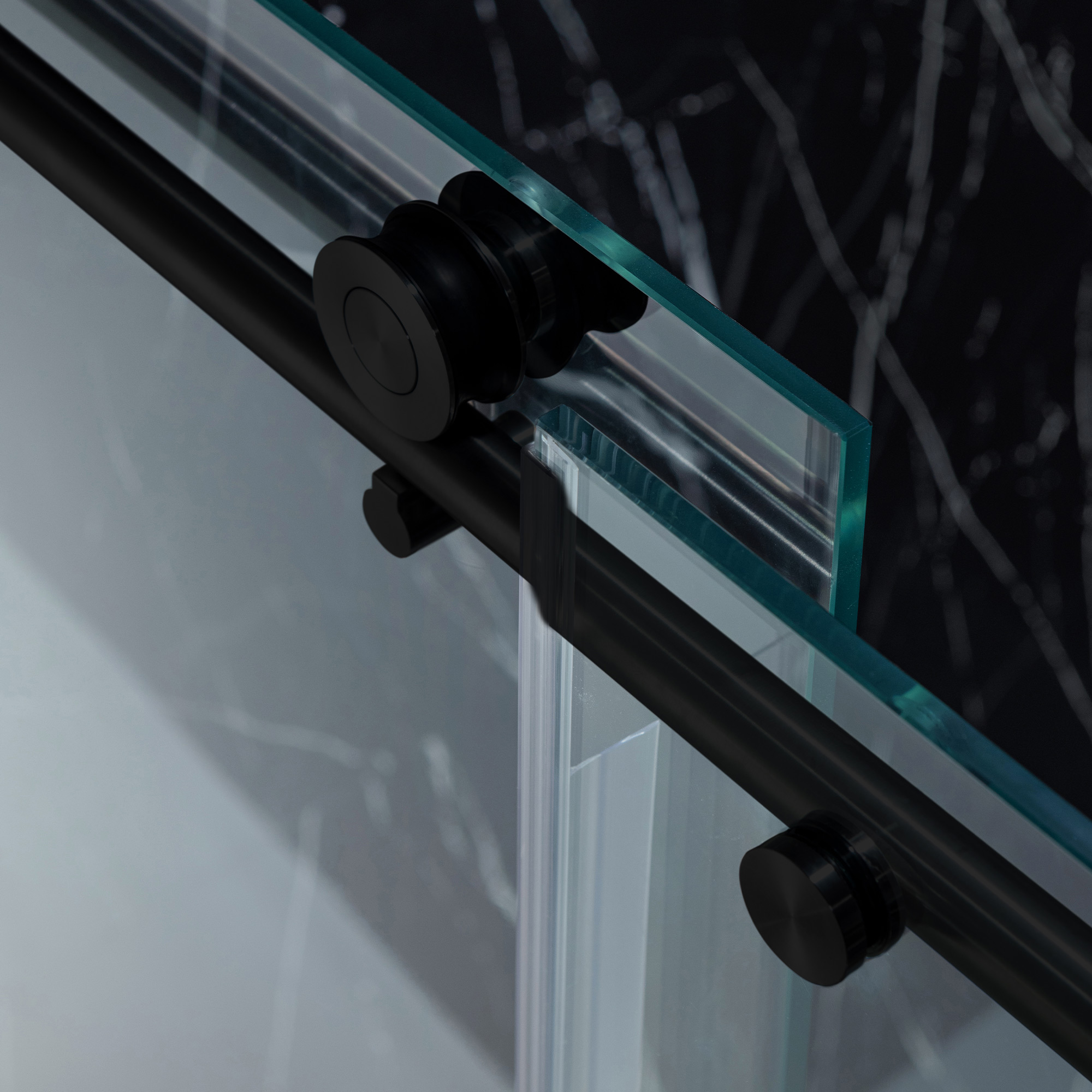 WOODBRIDGE Frameless Single Sliding Shower Door with Soft Close System, 57.5-60