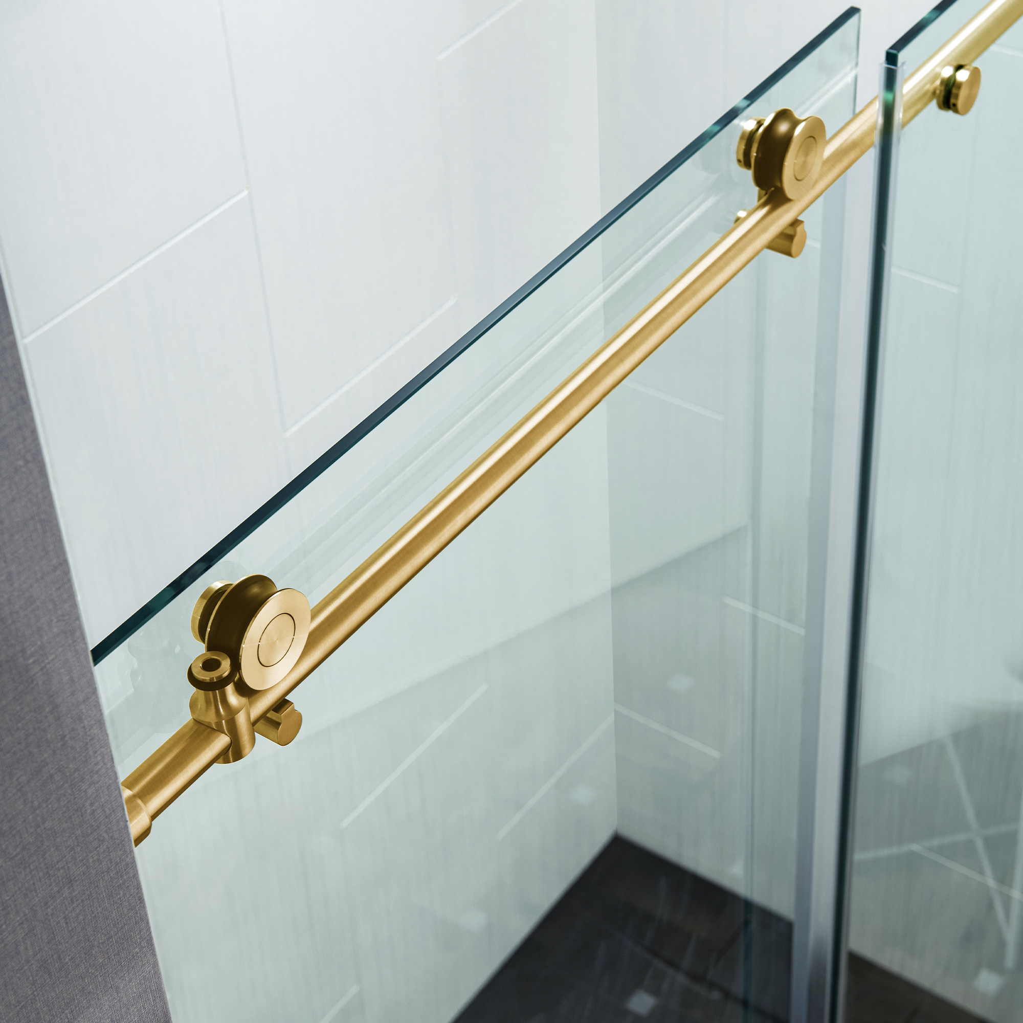  WOODBRIDGE Frameless Single Sliding Shower Door with Soft Close System, 57.5-60