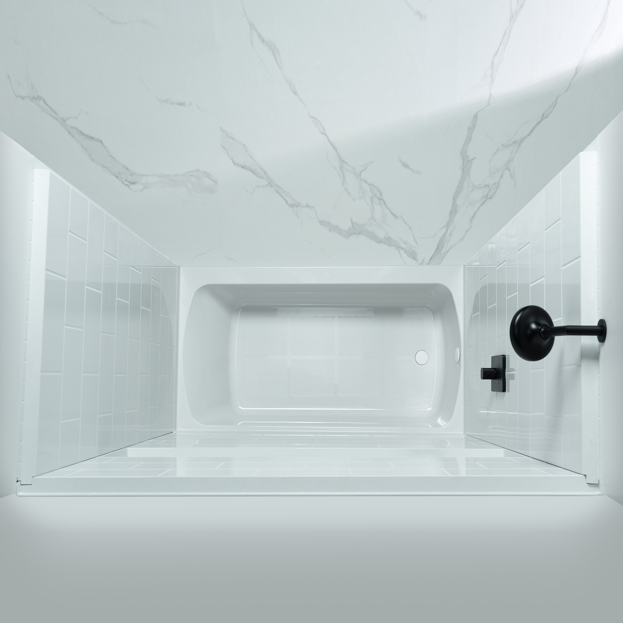  Woodbridge 60” x 32” Four-Piece Direct-to-Stud Alcove Tub Surround with Left-Drain Soaking Bathtub Combo in White_27222