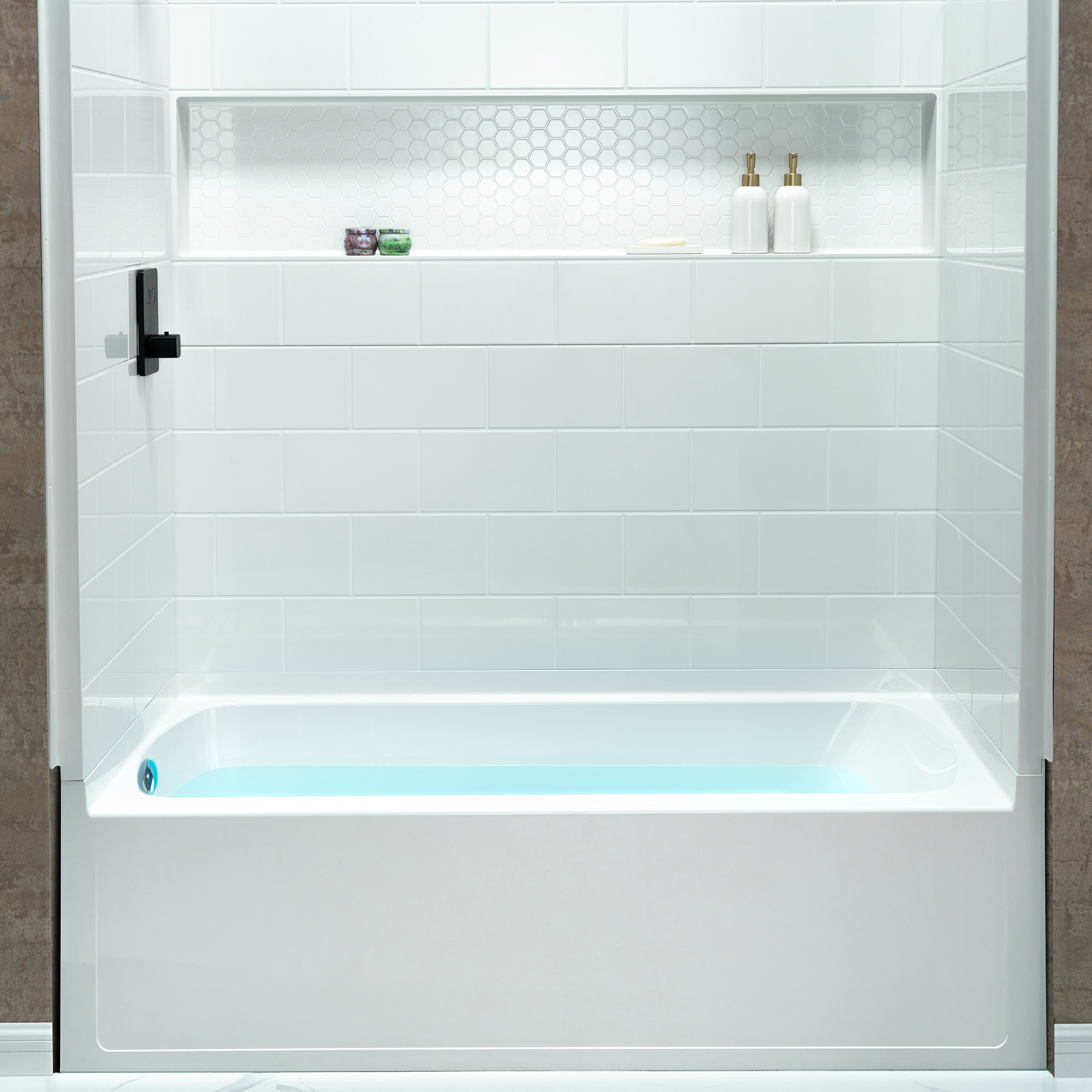  Woodbridge 60” x 32” Four-Piece Direct-to-Stud Alcove Tub Surround with Left-Drain Soaking Bathtub Combo in White_27236