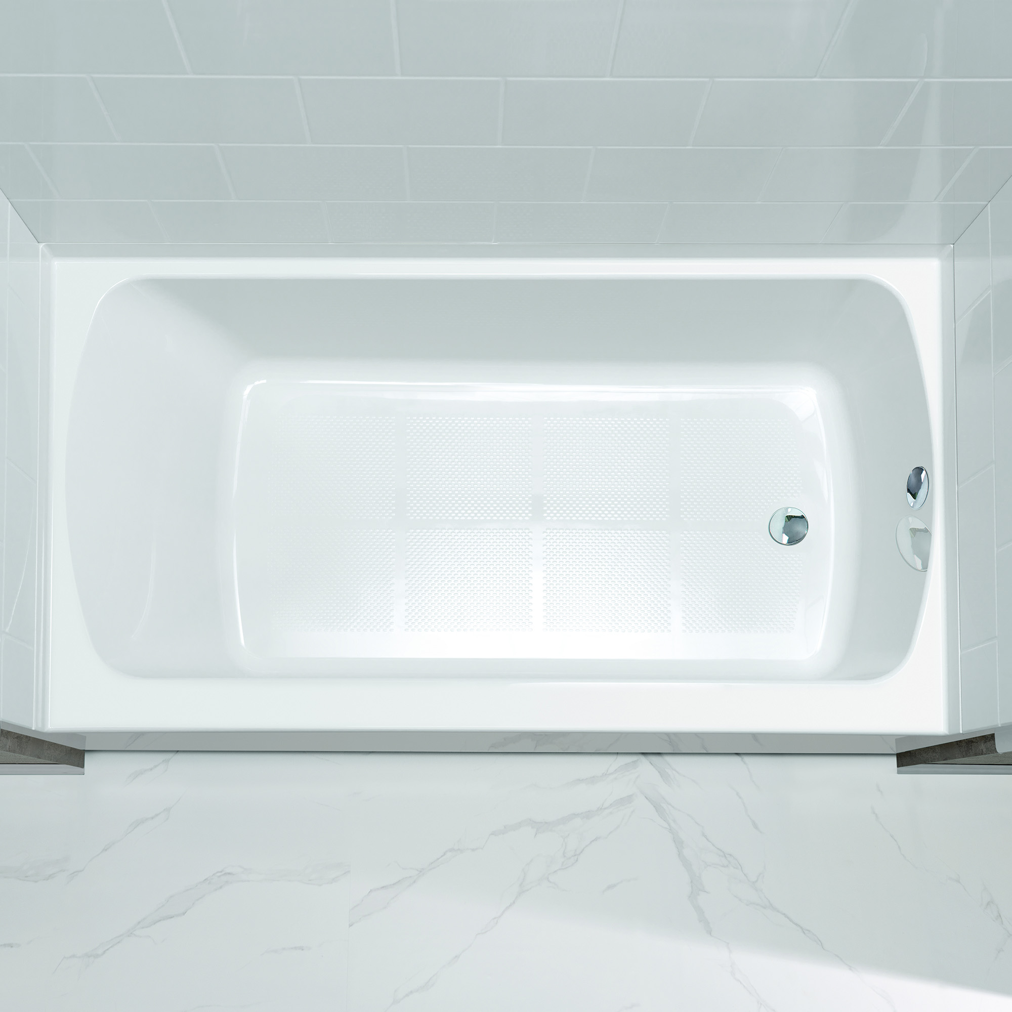  Woodbridge 60” x 32” Four-Piece Direct-to-Stud Alcove Tub Surround with Right-Drain Soaking Bathtub Combo in White_27261