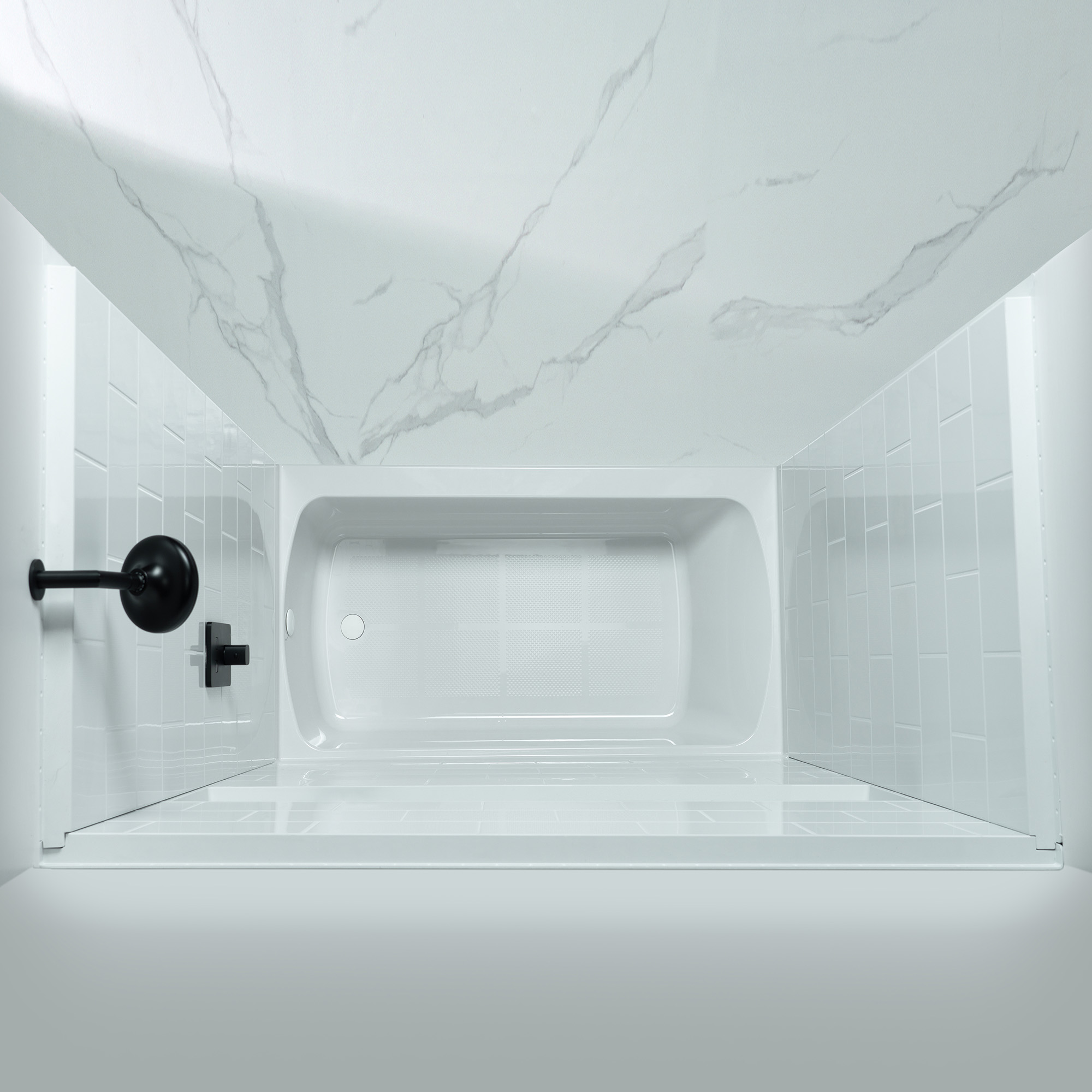  Woodbridge 60” x 32” Four-Piece Direct-to-Stud Alcove Tub Surround with Right-Drain Soaking Bathtub Combo in White_27262
