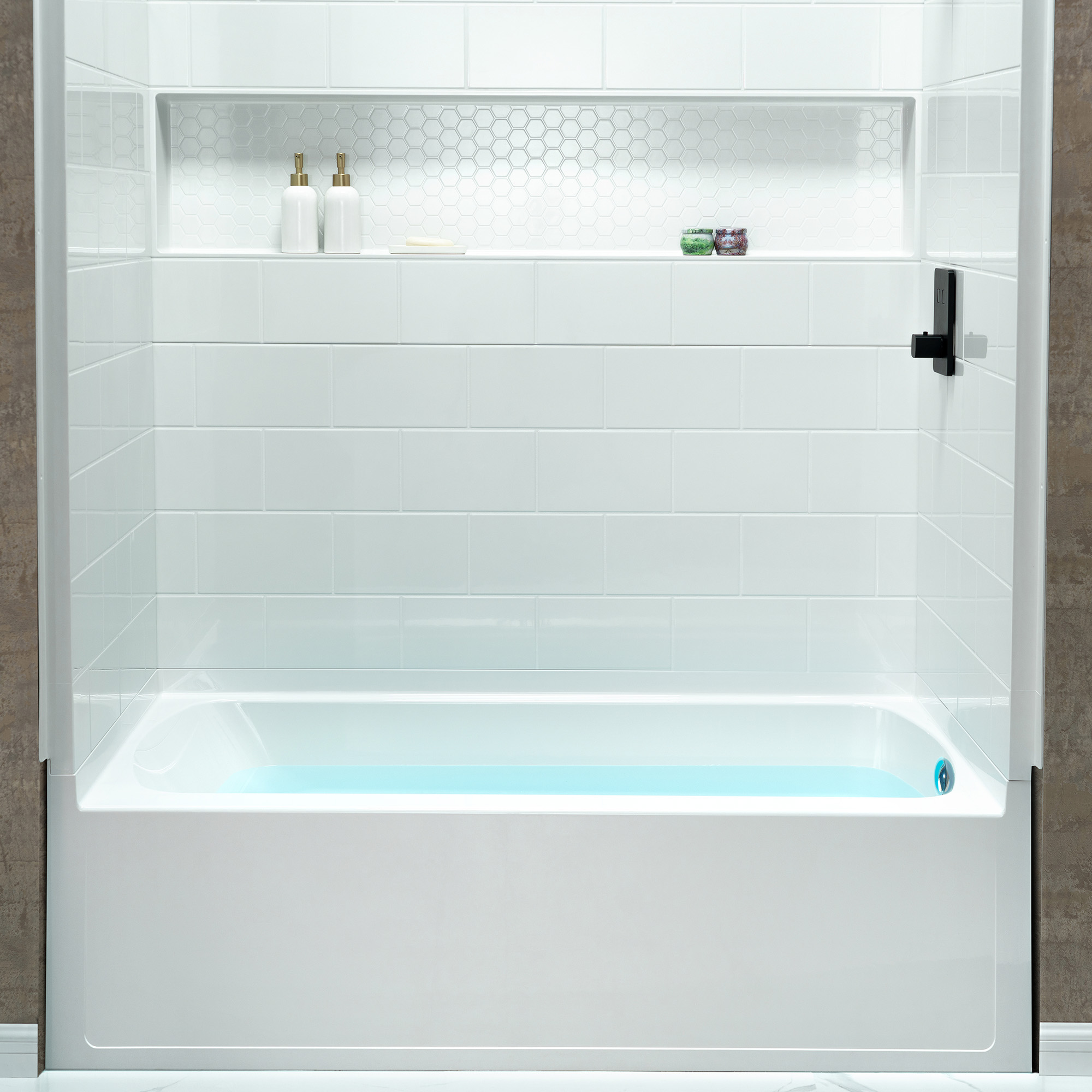 Woodbridge 60” x 32” Four-Piece Direct-to-Stud Alcove Tub Surround with Right-Drain Soaking Bathtub Combo in White_27272