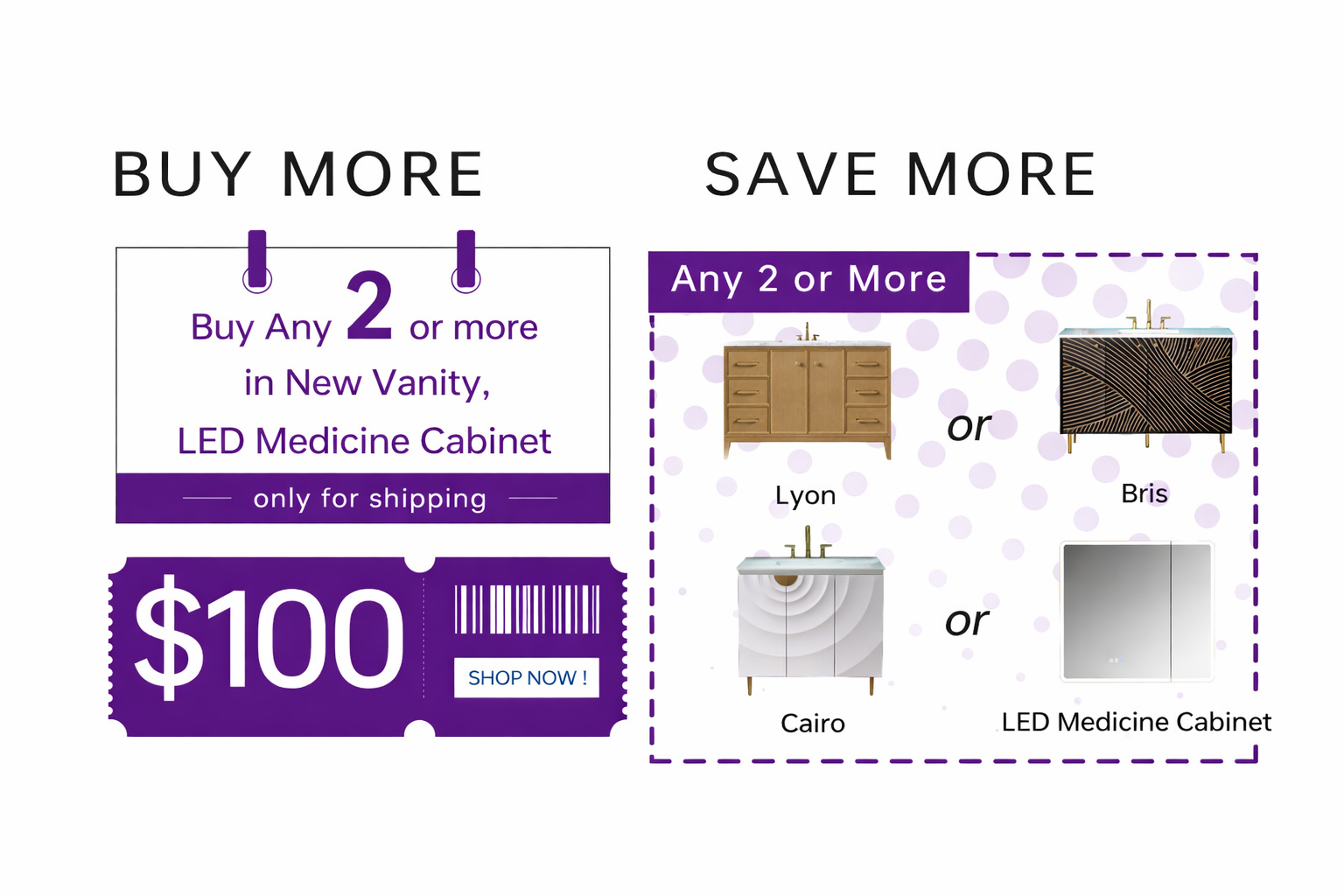 Buy Any 2 ltems in New Vanity, Medicine Cabinet