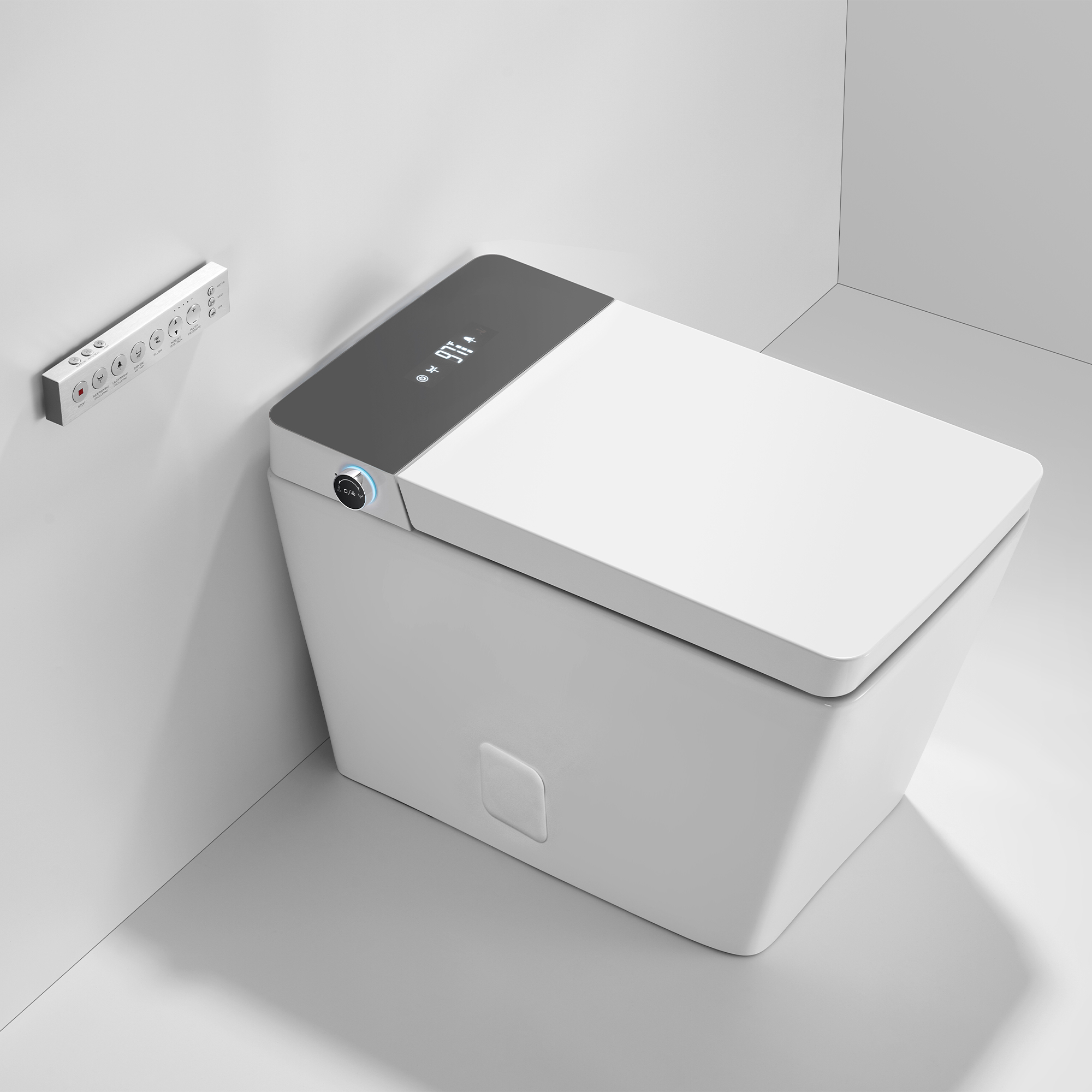 WOODBRIDGE EBT-WH01 One-Piece Square Smart Bidet Toilet with Tank, Auto Open & Close, Foot Sensor, Auto Flush, Multiple Spray Modes, Heated Seat, Warm Water, Air Dryer,  White