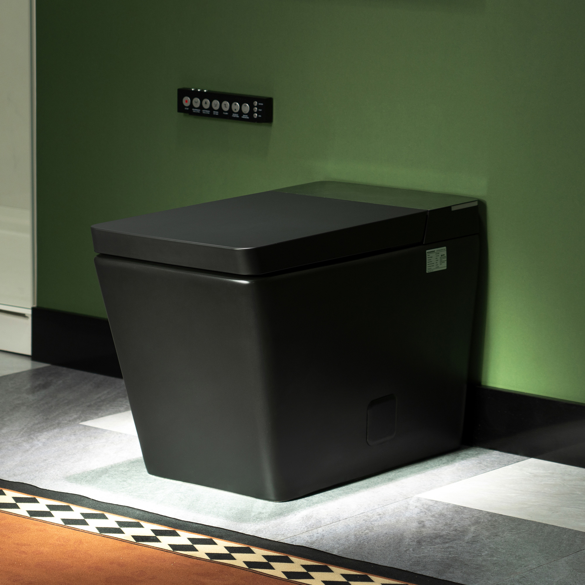 WOODBRIDGE EBT-MB03 One-Piece Square Smart Toilet Bidet with Tank, Auto Open & Close, Foot Sensor, Auto Flush, Multiple Spray Modes, Heated Seat, Warm Water, Air Dryer,  Matte Black