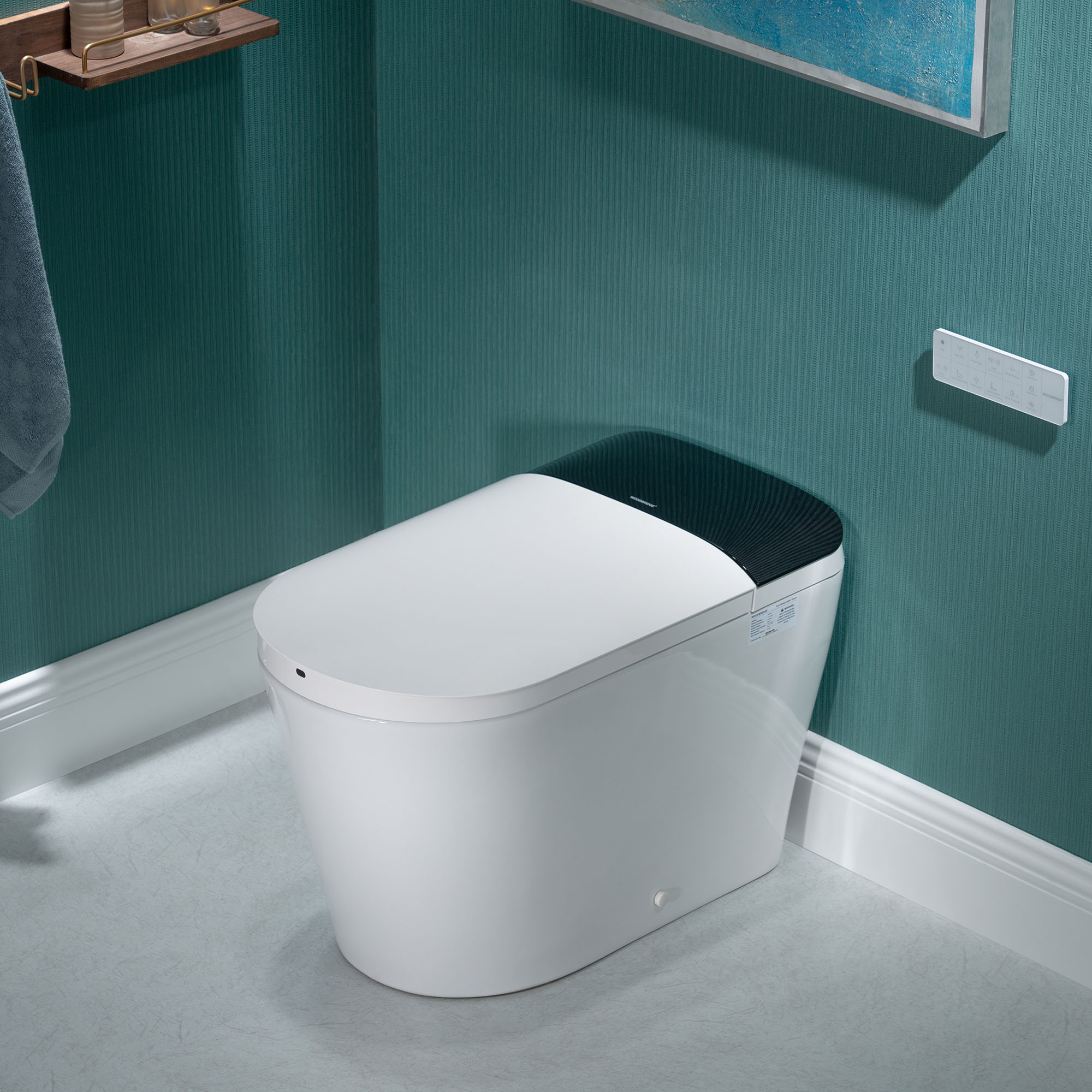 WOODBRIDGE MET061 Premium Smart Toilet, Auto Flush, 1000G Score MAP, Rear/Feminie Cleaning, Heated Seat, Warm Air Dry, Night Light & Smart Deodorization, 2.4G RF Remote, Long-Distance Operation