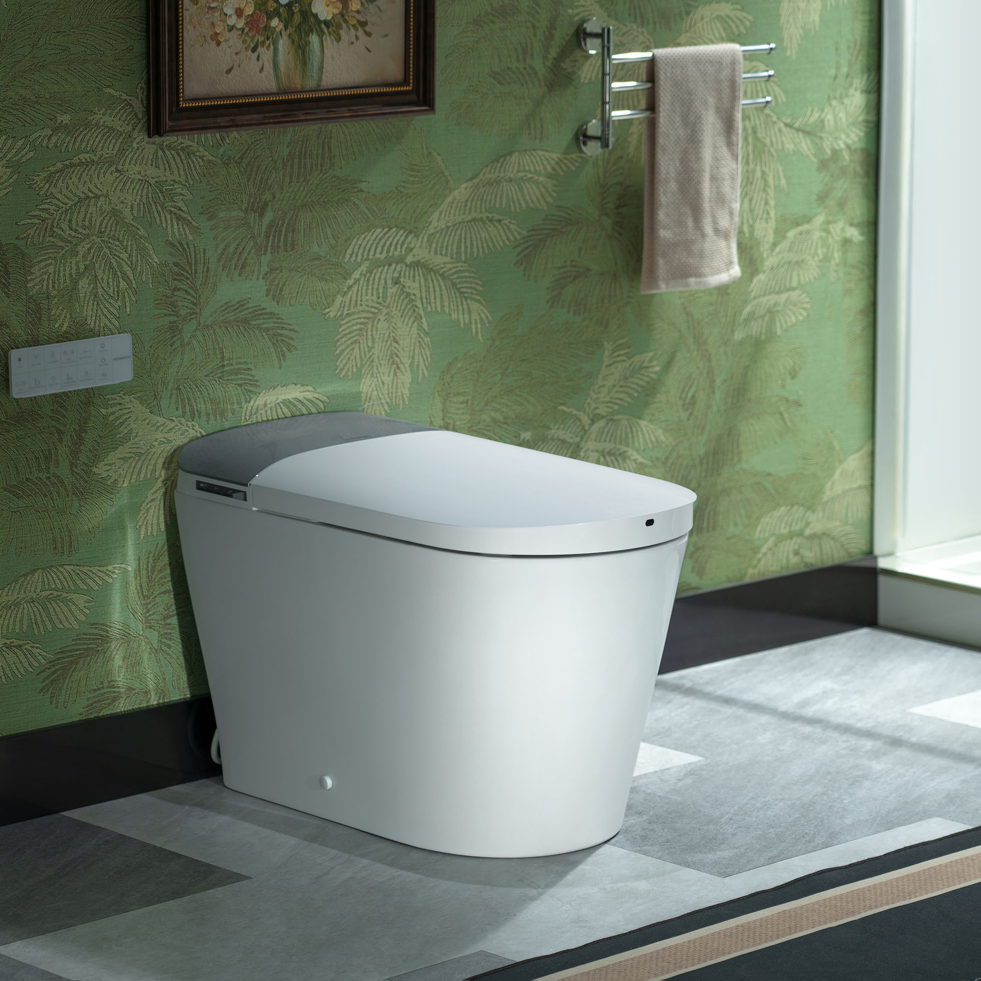 WOODBRIDGE MET061 Premium Smart Toilet, Auto Flush, 1000G Score MAP, Rear/Feminie Cleaning, Heated Seat, Warm Air Dry, Night Light & Smart Deodorization, 2.4G RF Remote, Long-Distance Operation